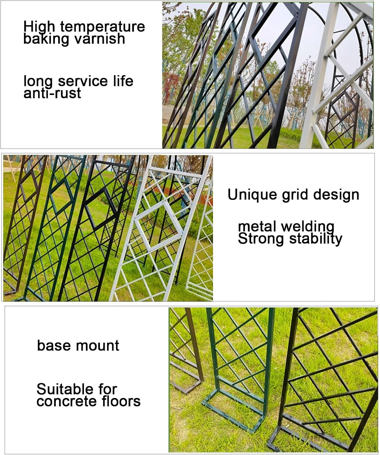 Garden Arch Metal, Garden Archway Iron Art, Rose Arch for Climbing Plants, Garden Trellis Arches Decor, Free Standing Rose Rack Background for pergola, for Patio Outdoor, Lawn (Color : Green, Size :
