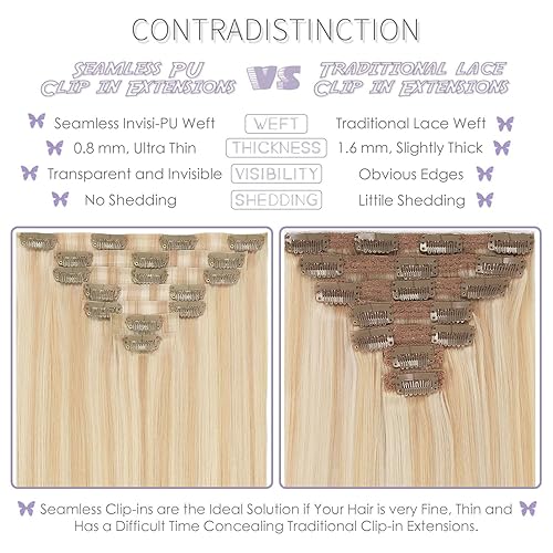 Miniatura 10 de Lacer Extensiones de cabello humano con clip, de doble trama, cabello brasileño de cabeza completa, color negro azabache, extensiones de cabello