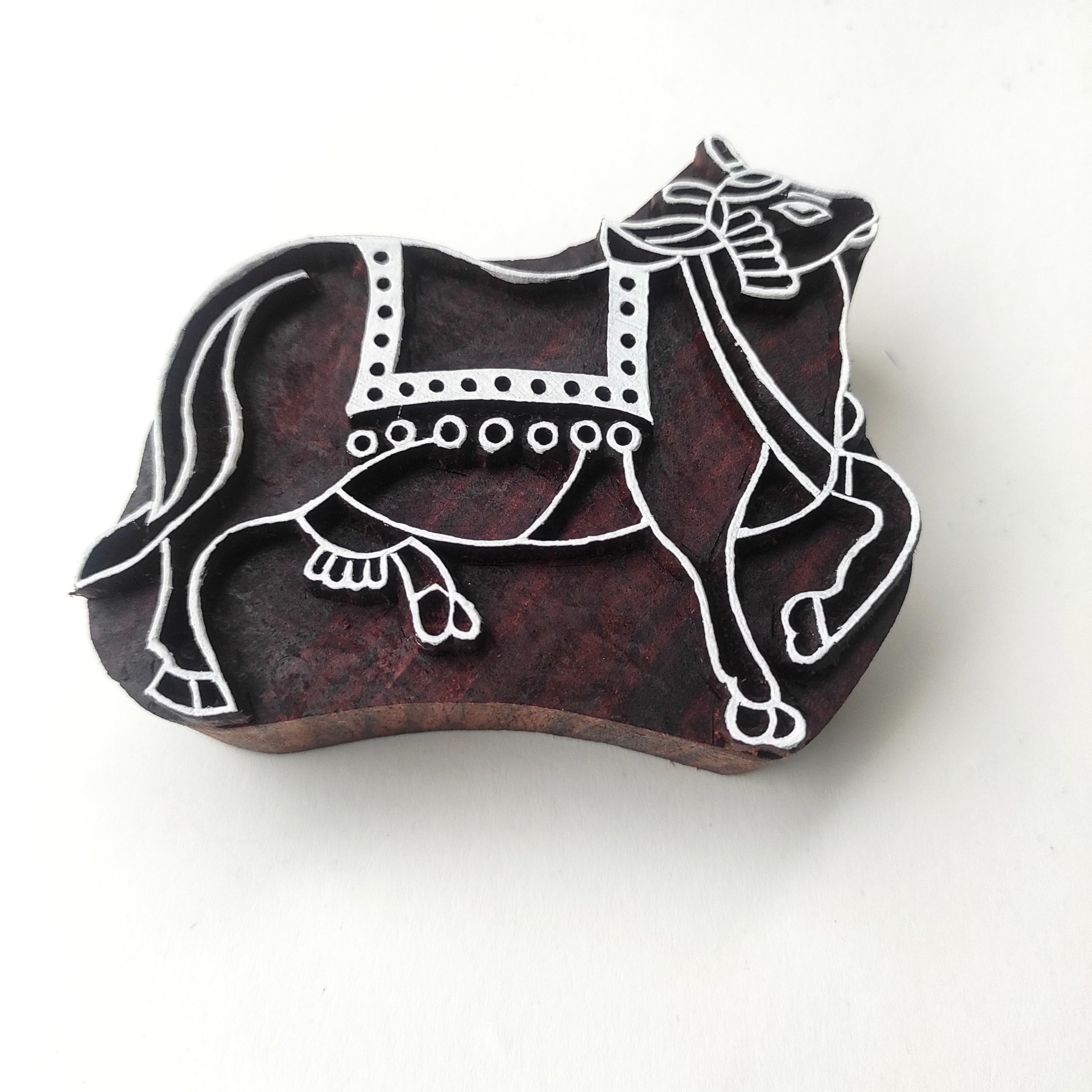 D L Craft Cow Design Wooden Printing Blocks use for Printing/Saree/Kurti/duppata/Cushion Cover & Design Available [ Size 3.5 inch ]
