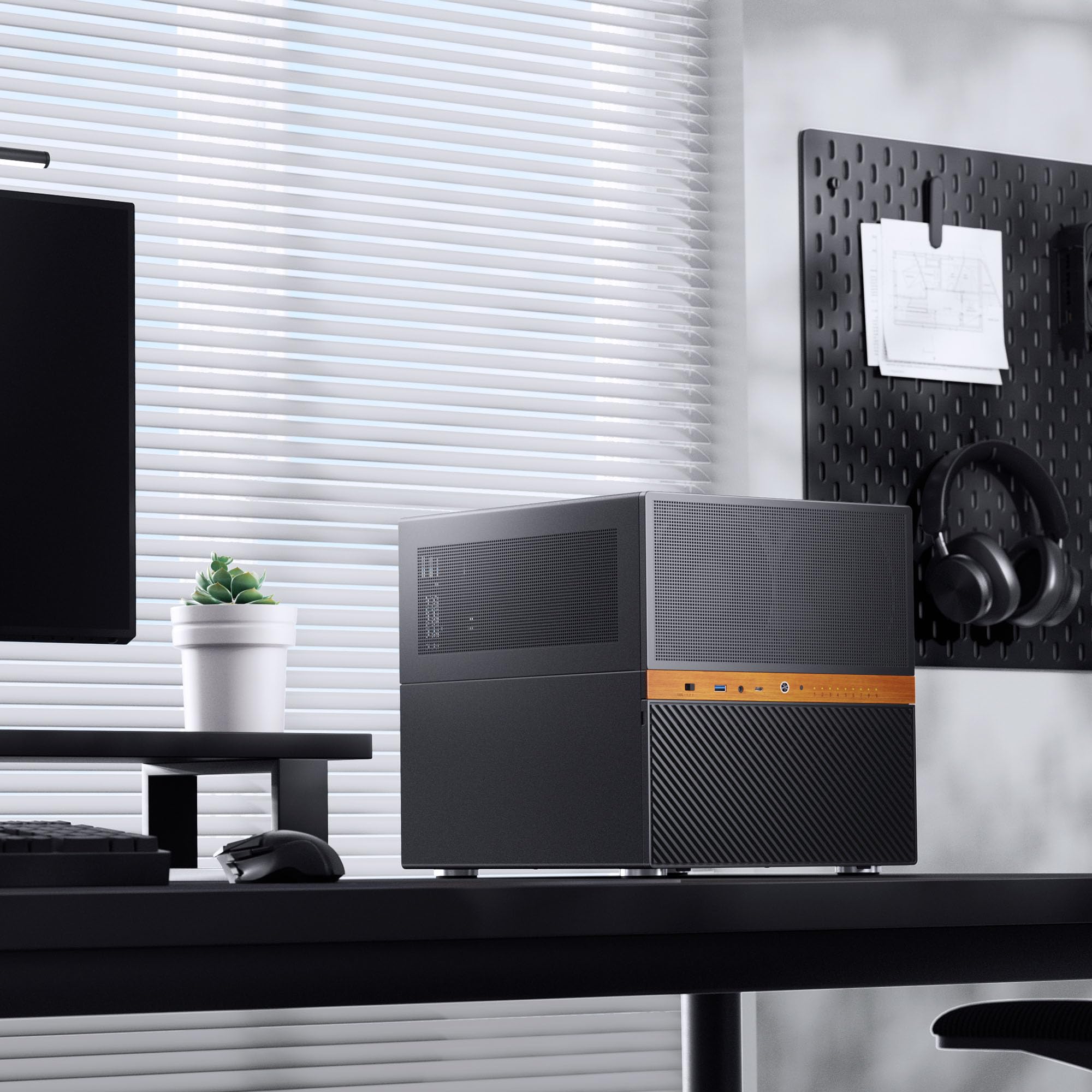 Jonsbo N6 NAS-Gehäuse, Cube-Gehäuse, mATX, Stahl/Mesh - schwarz