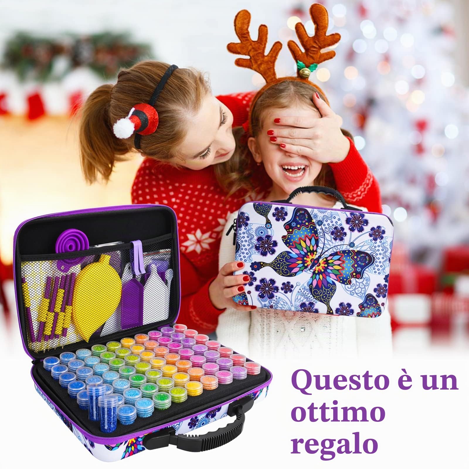 Strumenti di Pittura Diamante,Diamond Painting Kit Completo,132 Pezzi DIY Diamond Painting Kit,con 70 scomparti, per Fai da Te, Nail Art,Lavori Artigianali,Orecchini