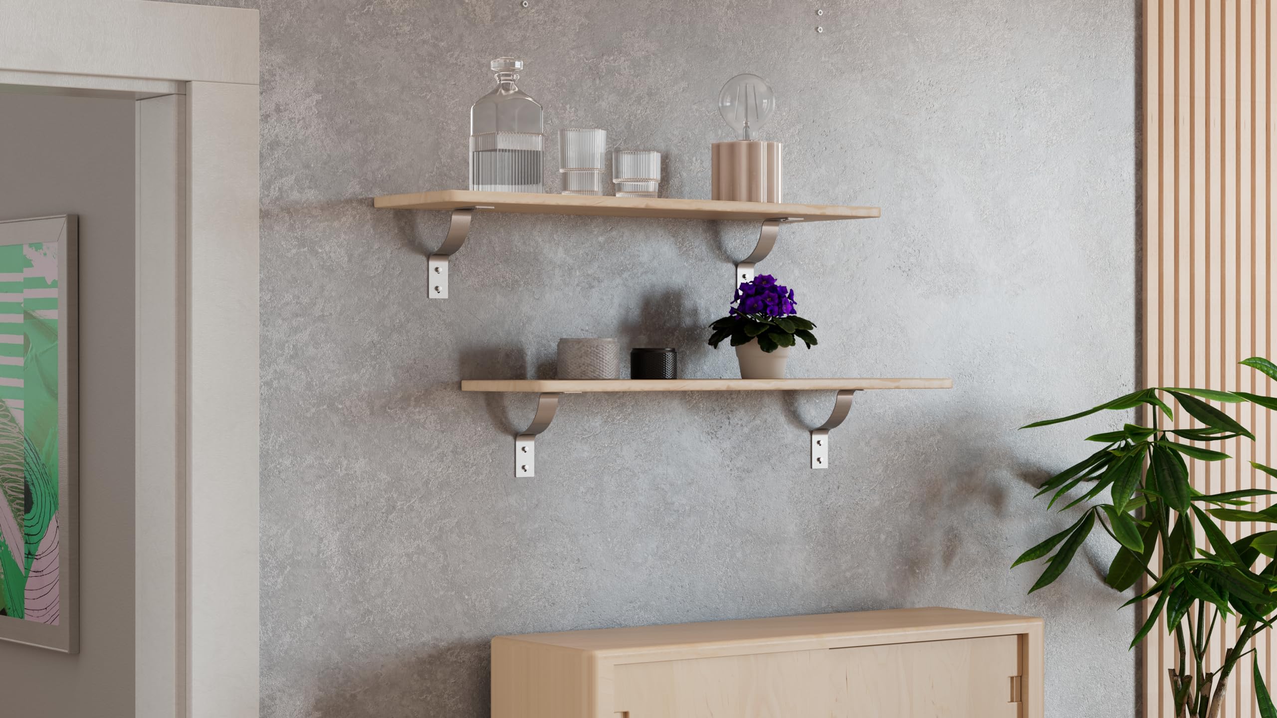 Image secondaire de Support d'Étagère Murale Rico - Paire en Acier Blanc Tendance