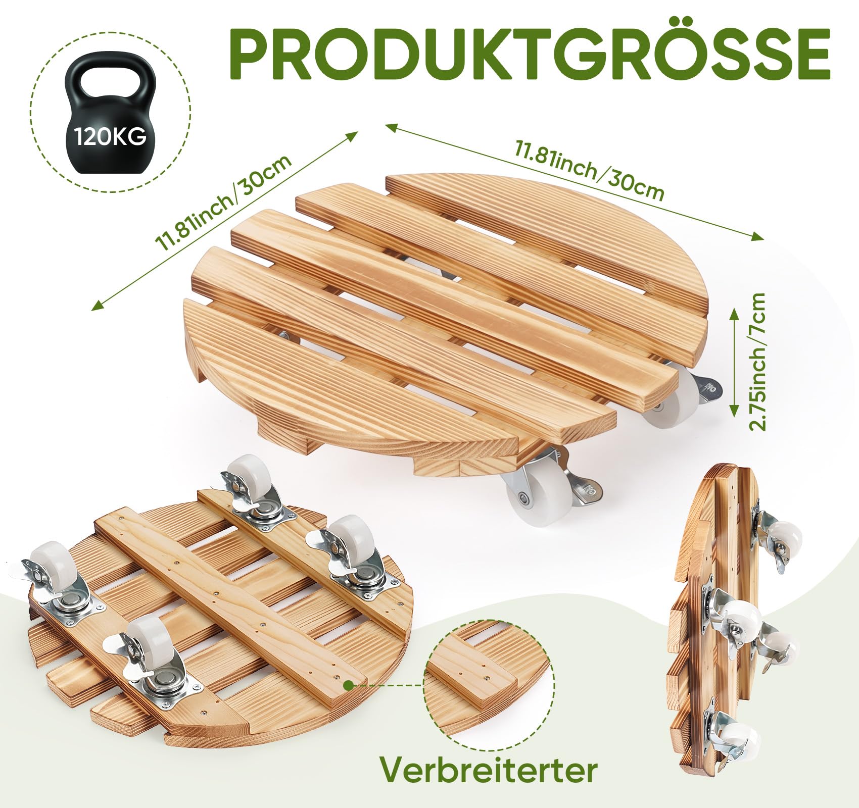 BAZEITFLOW Pflanzenroller Mit Rädern - Mobiler Blumentopf-Untersetzer Für Garten