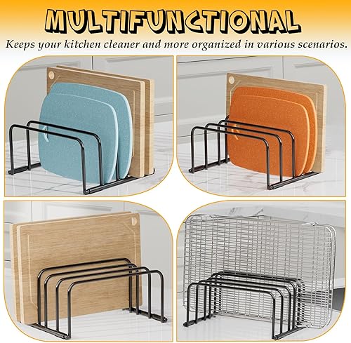 Miniatura 8 de Estante organizador de tablas de cortar de 5 ranuras, almacenamiento de cocina que ahorra espacio para tablas de cortar, utensilios para hornear y