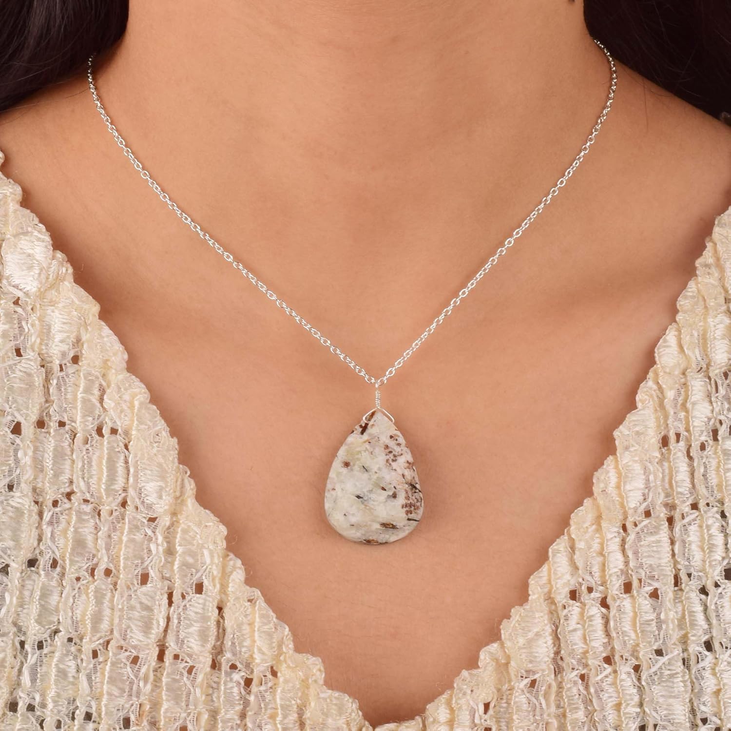 Natural Astrophyllite Crystals Pendant Necklace, Raw Pear Gemstone, Energy Healing Crystals, Birthday, Gift for Her, Gemstone Jewelry 18 inch AAA+ Quality (astrophyllite) - Image 9