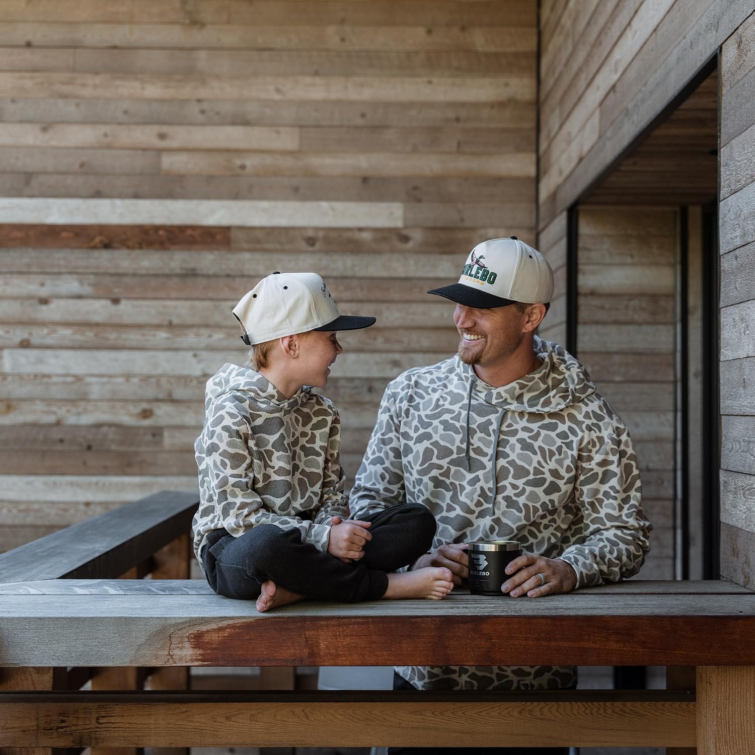BURLEBO Youth Thermal Hoodie – Soft Midweight Pullover with Camo Detail