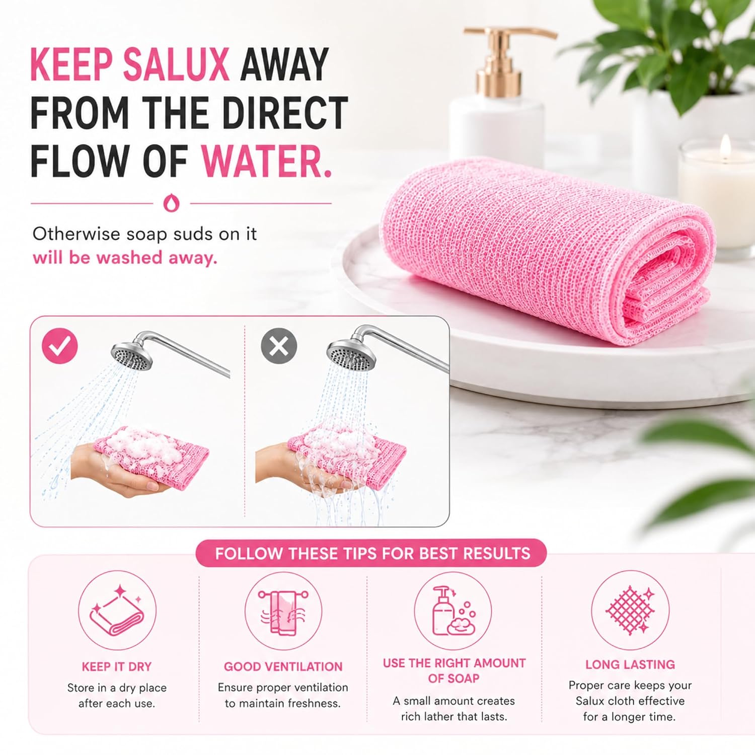 Saluk Fashion Japanese Exfoliating Towel 3 Pack Japanese Exfoliating Towel for Deep Clean Shower Authentic Salux Cloth Net Sponge Assorted Mixed Colors