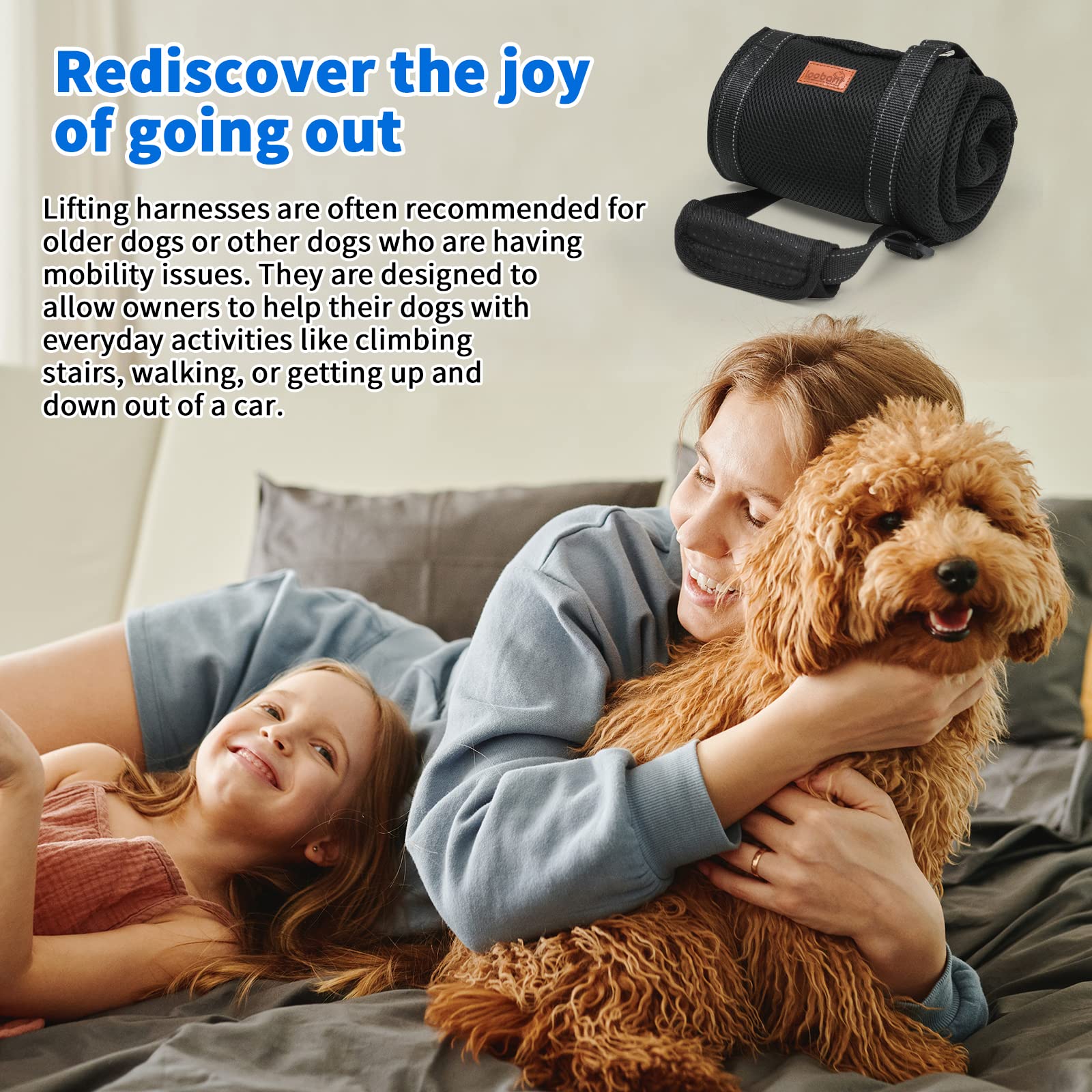 LOOBANI Dog Lift Harness Portable Dog Sling For Large Dogs Hind Leg Support