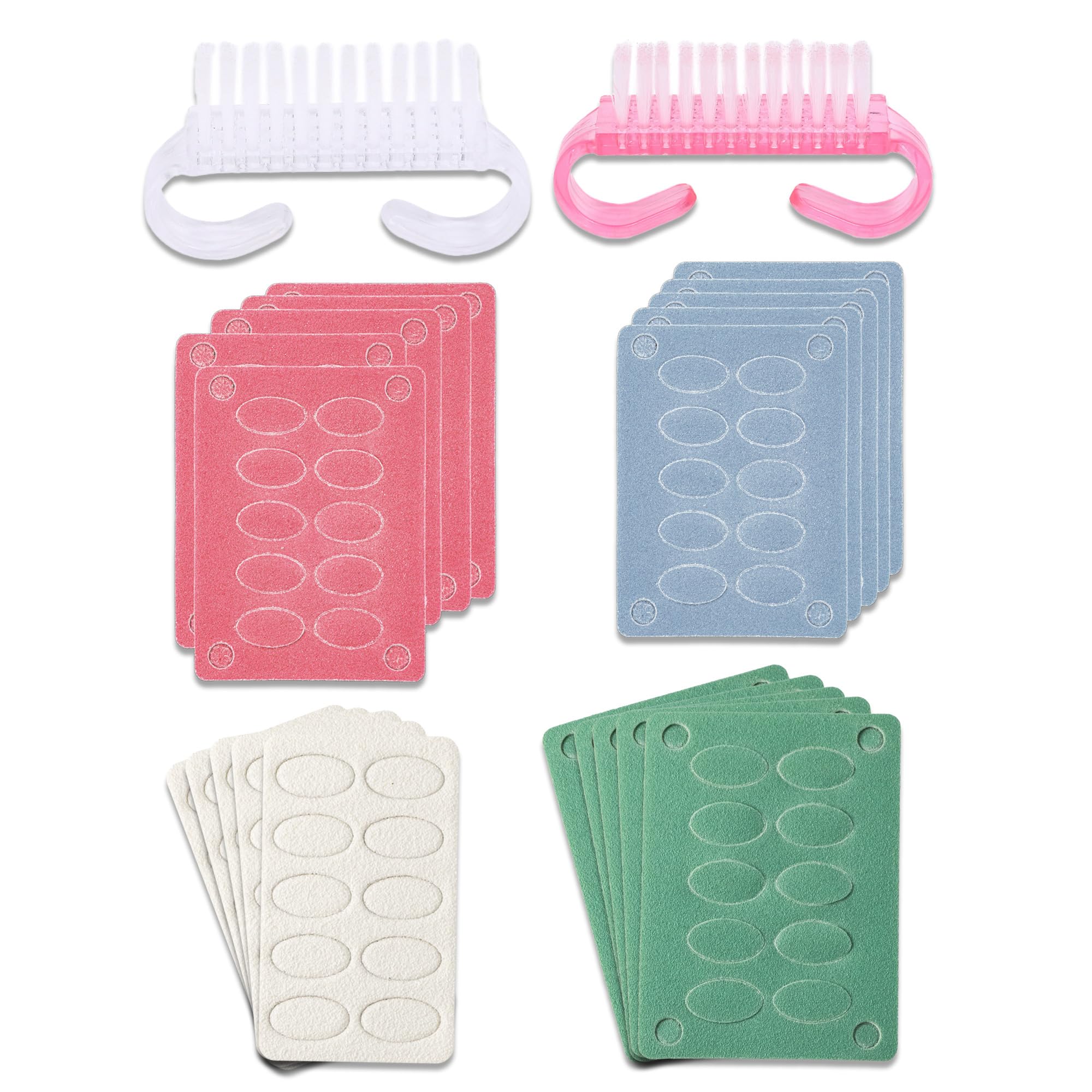 100/150/180/240 Grit Sandpaper Sheets Nail Brush Set, Mini Nail Files, Self-Adhesive Sandpaper Pads for Cuticle Pusher Slant Head, Handle Grip Nail Brush, Nail Art Pre-polishing, Newly Added