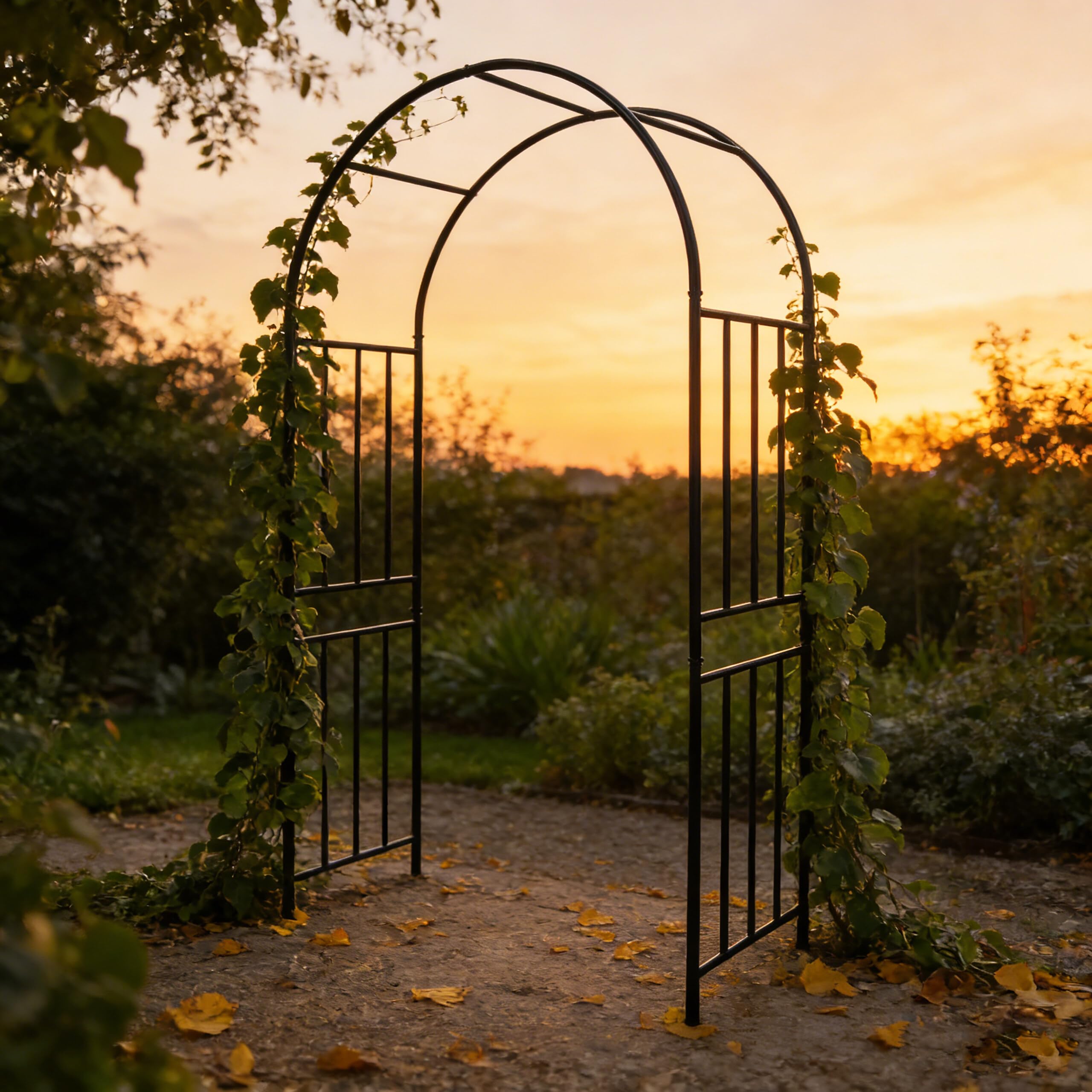 Relaxdays Rosenbogen Metall, Torbogen Garten, HBT: 218 x 120 x 44,5 cm, Stabiler Rankbogen für Kletterpflanzen, schwarz
