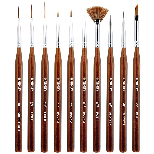 HNIHUY Detail Paint Brushes Set 10pcs Miniature Brushes for Fine