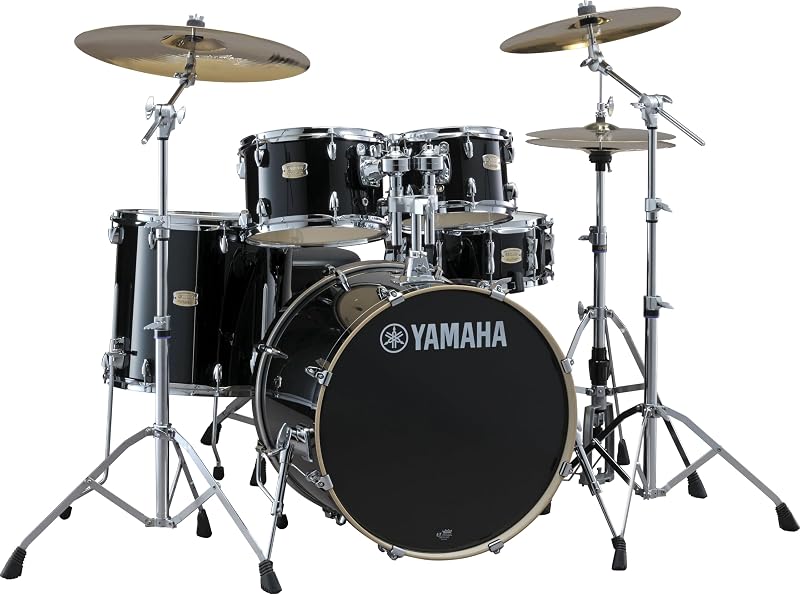 Stage Custom Birch 5pc Drum Shell Pack With a 22" Kick Drum and 14” Snare Drum in Raven Black For Students and Working Drummers (SBP2F50RB) | 22x17 Bass, 10x7 and 12x8 Toms, 16x15 Floor Tom, 14x5.5 Snare, Shell Pack Only
