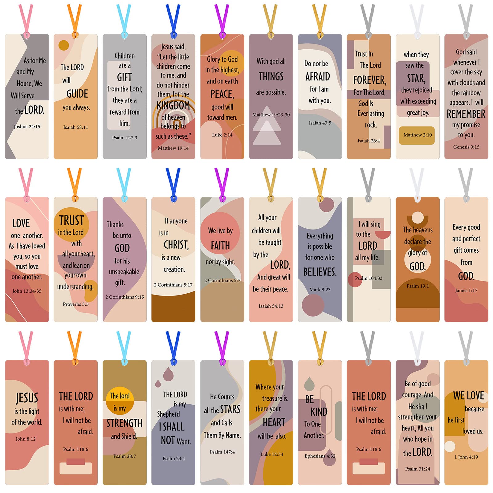 Chinco 120 Pack Bible Verse Bookmarks Christian Gifts for Women Bulk Inspirational Scripture Bookmark Motivational Positive Page Marker with Scripture for Book Lover Reader Church Supplies(Boho Style)