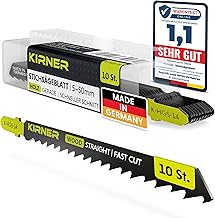 Stichsägeblätter Holz 10 Stk. [ bis zu 5x mehr Schnitte ] extrem schneller & gerader Schnitt (5-50mm) in Holz & Kunststoff - für alle T-Schaft-Stichsägen - Sägeblätter Stichsäge