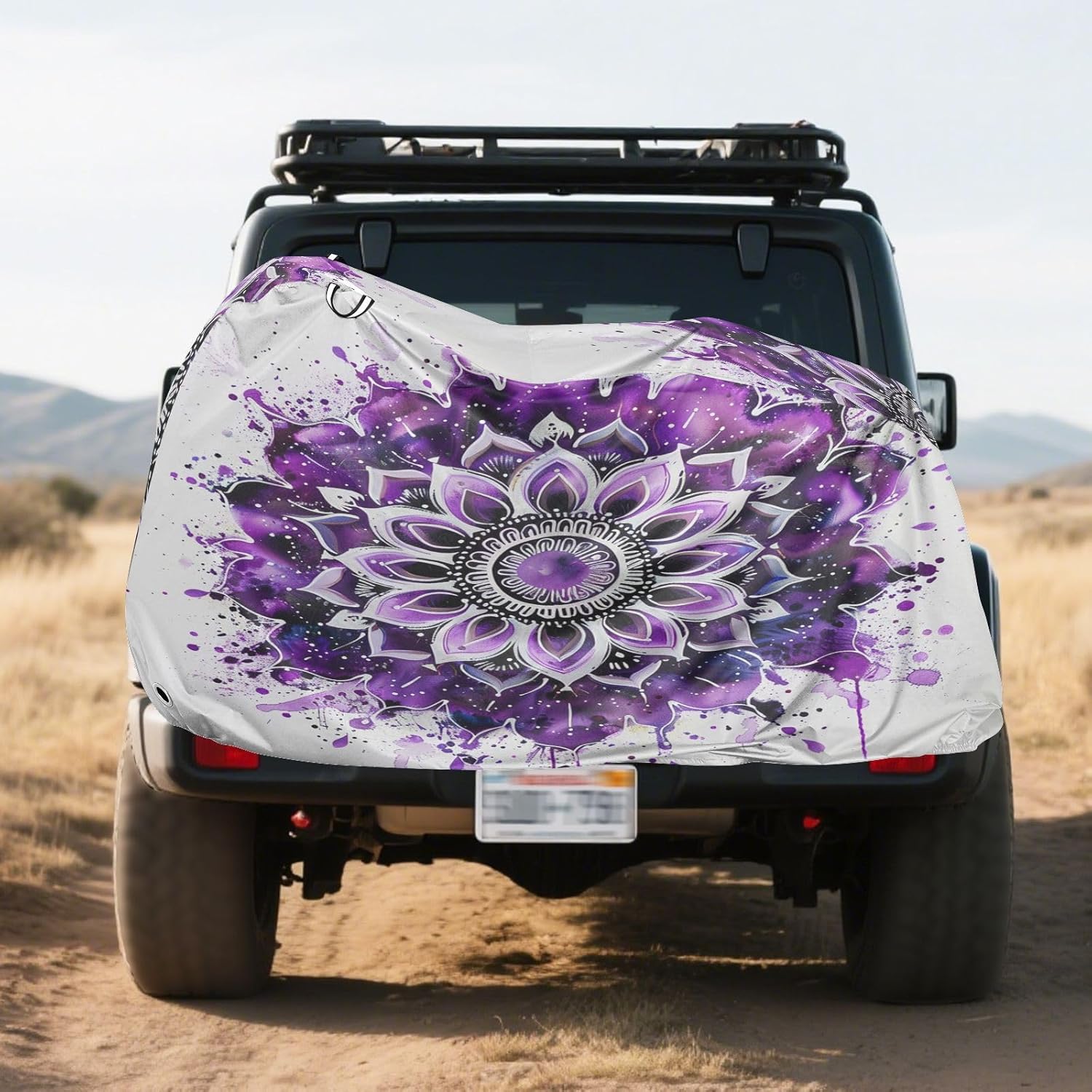 ALAZA Purple Mandala Painting Bike Cover Waterproof Outdoor Ebike Bicycle Covers Tarp Protection for 1/2 Bikes, Sun UV Dust Wind Proof