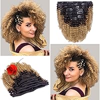 Vista 1 de Anrosa Extensiones de cabello afro y rizado con clip, cabello humano 10 pulgadas, extensiones de cabello rizado con clip tipo 3C 4A, extensiones