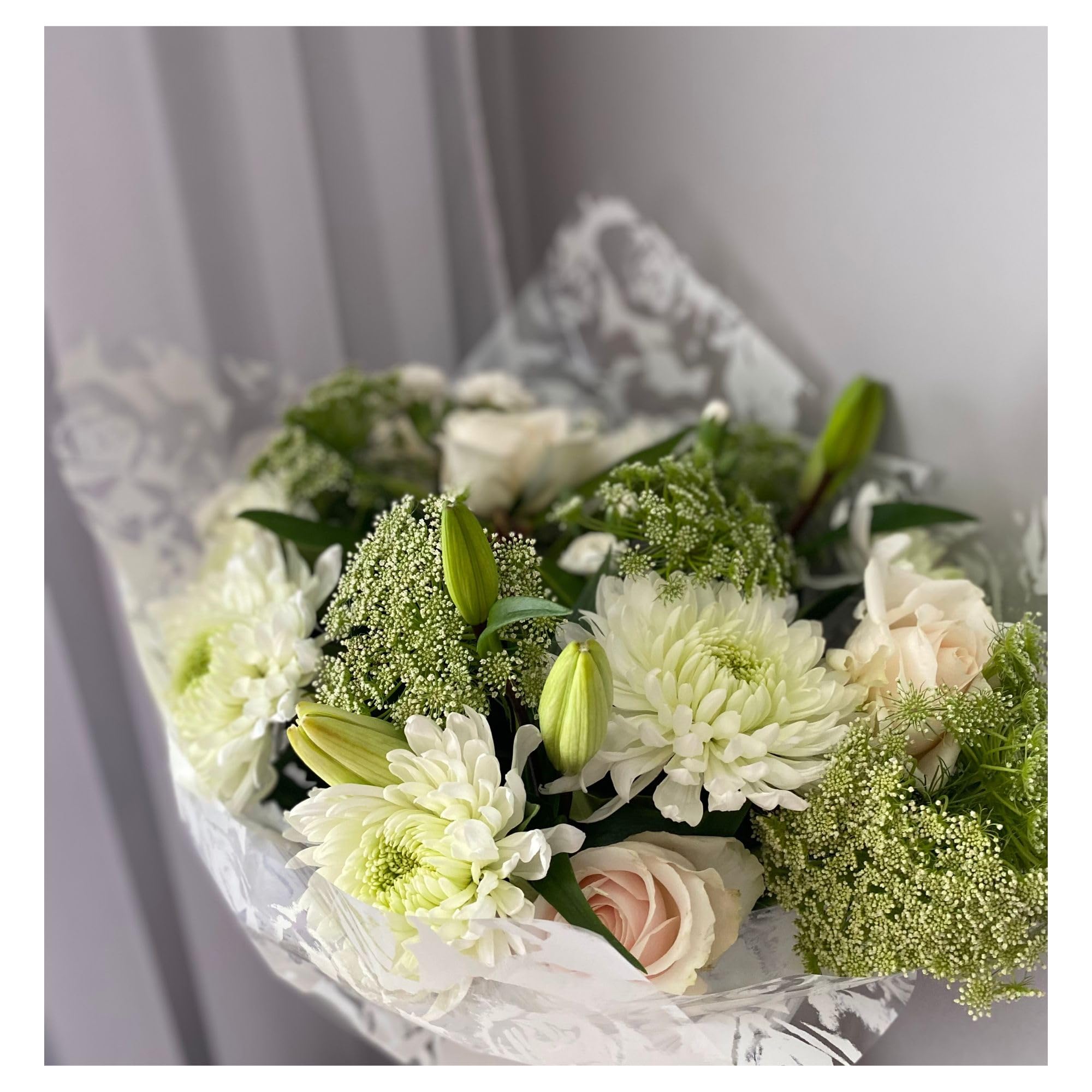 Whiteangelflowers White Rose Whiteangelflowers® Fresh Flower Bouquet – Hand-Tied S & Lilies – Next Day Delivery – Sympathy, Birthday, Anniversary Or Thank You