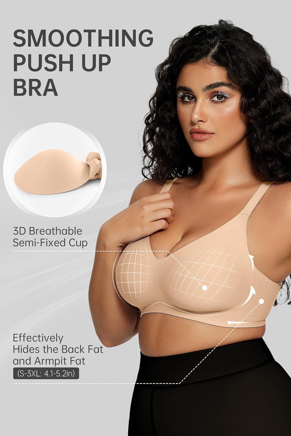 OEAK Women Comfortable Push Up Bras Wireless Seamless Full Coverage Bralette Buttery Soft Everyday Tshirt Bra Convertible Bra - Image 4