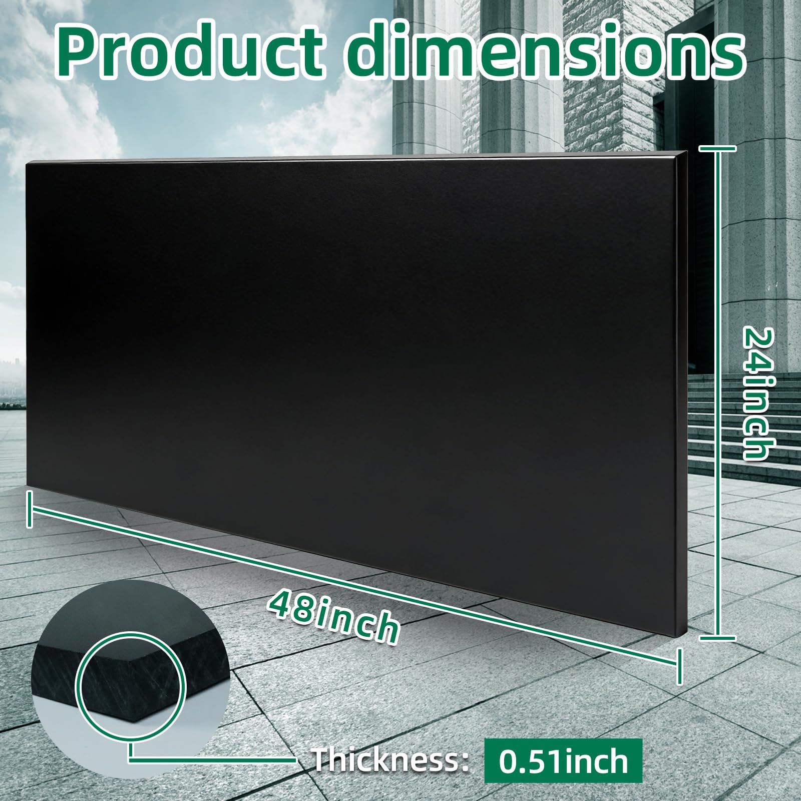 HDPE Plastic Sheet - 1/2" x 24" x 48" Black -2