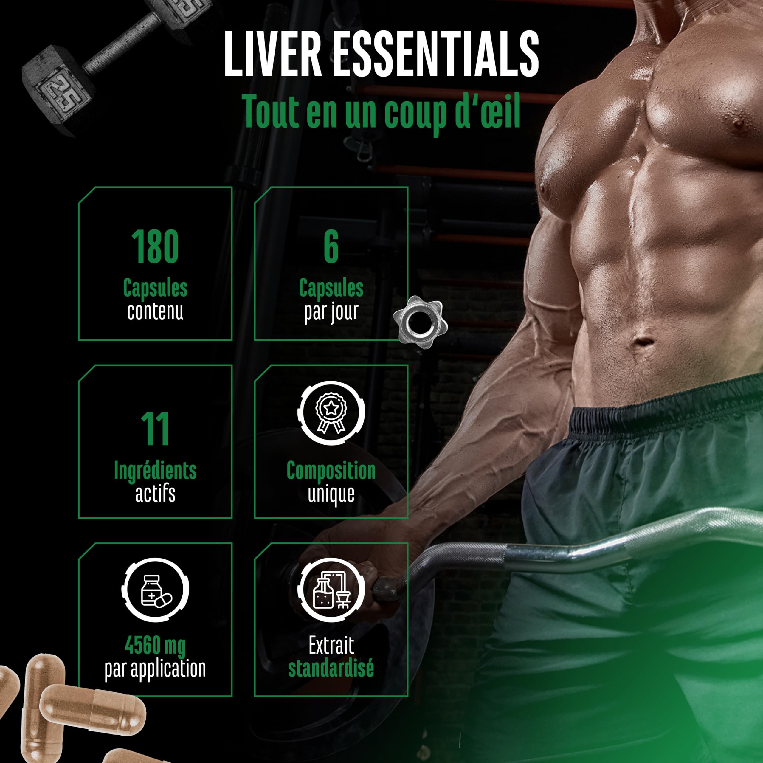 Liver Essentials - 180 gélules - Complexe hautement dosé avec chardon-marie, choline, NAC, artichaut, pissenlit, schizandra, extrait de gingembre, indol-3-carbinol, desmodium, rutine - végétalien