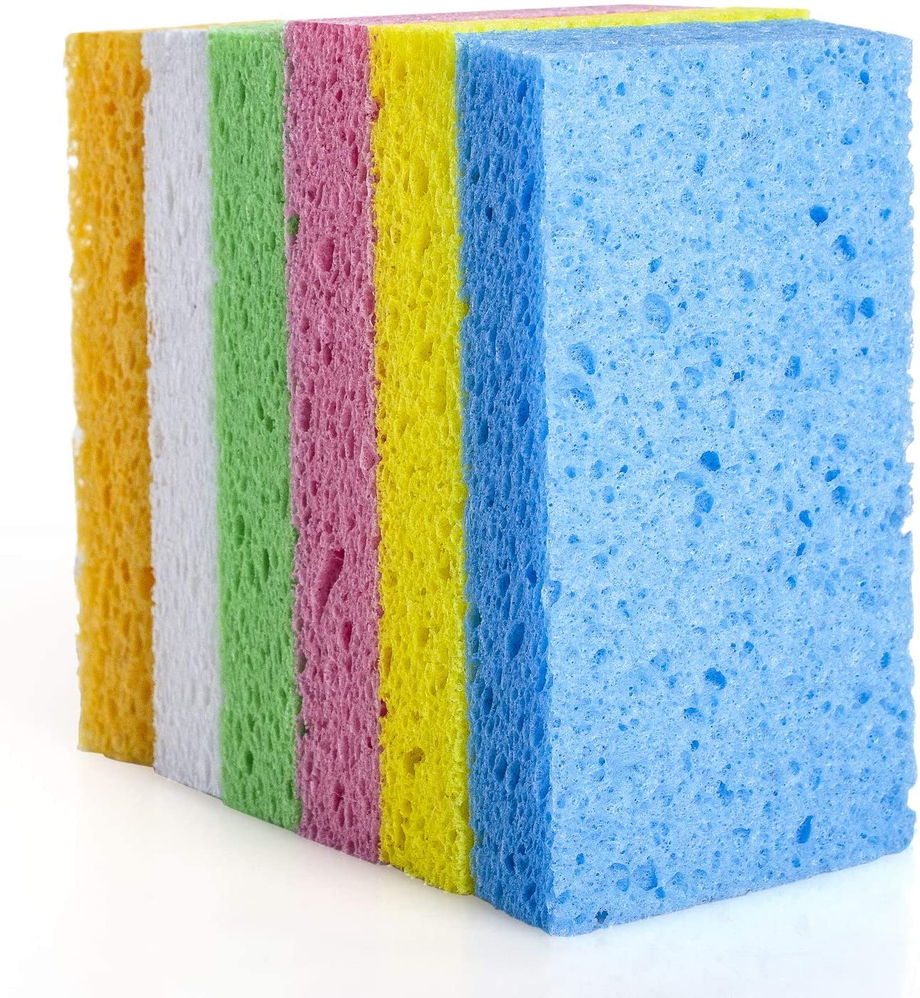Cleaning Sponge, Non-Scratch Compressed Cellulose Dishwashing Sponge, Kitchen Cleaning Colored Sponge, Funny Cut-Outs DIY for Kids, 12 Pack
