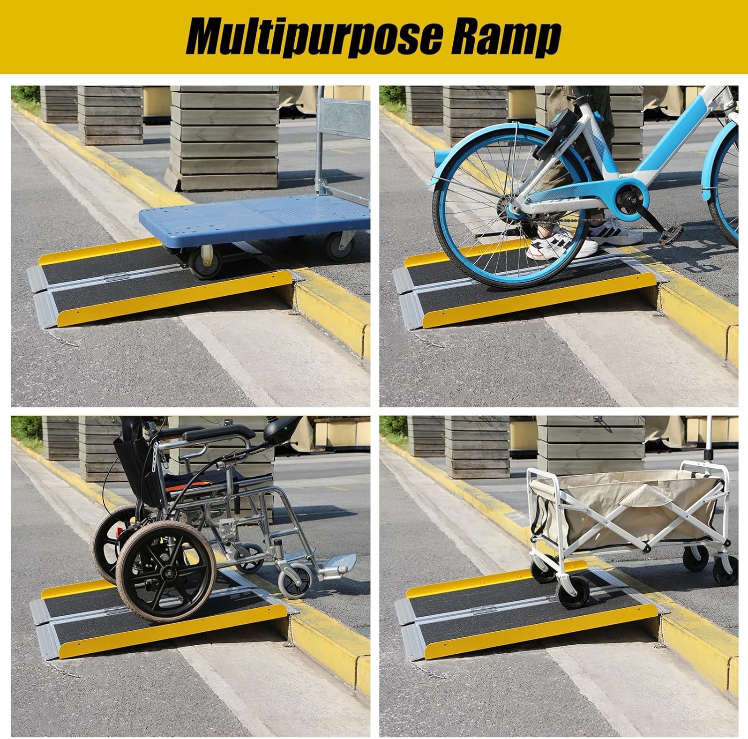Portable Wheelchair Ramp 3FT, Foldable Ramps for Wheelchairs, Aluminum Handicap Ramp with Non-Slip Surface, Wheelchair Ramps for Home Steps, Stairs, Doorways, Curbs, 800LBS Capacity, FSA Eligible