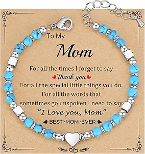 Christmas Gifts for Women, Stocking Stuffers for Teens Beaded Bracelets for Women Gifts for Mom Christmas Gift Mothers Day Gift for Grandma Daughter Bonus Mom Nature Stone Bead Bracelet Graduation Jewelry for Her 2026