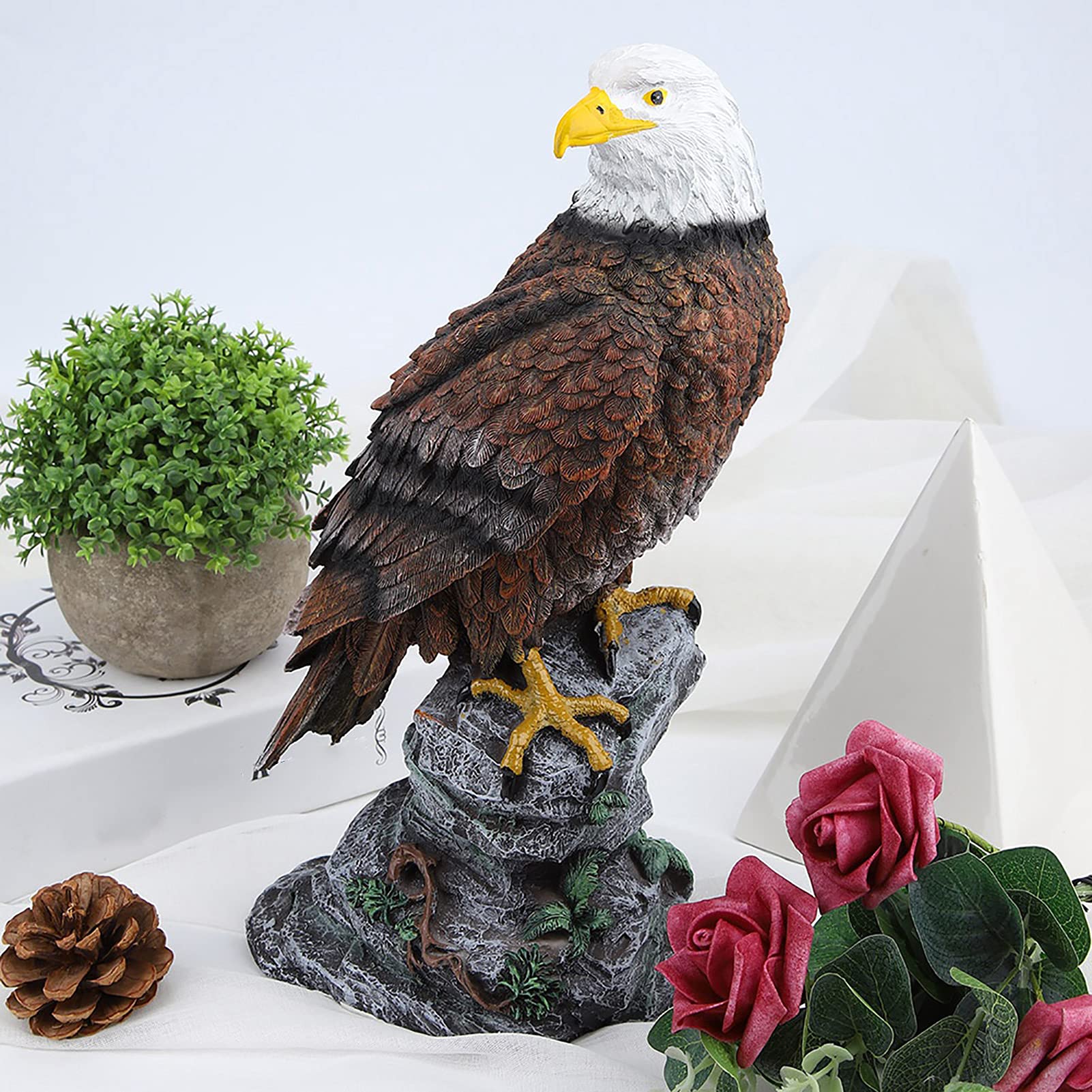 Aquila da Giardino in Poliresina,Aquila Statua da Giardino Scultura da Giardino Statua Decorativa con Funzione Repellente per Uccelli Animali Collezione Decorazione Arredamento Esterno