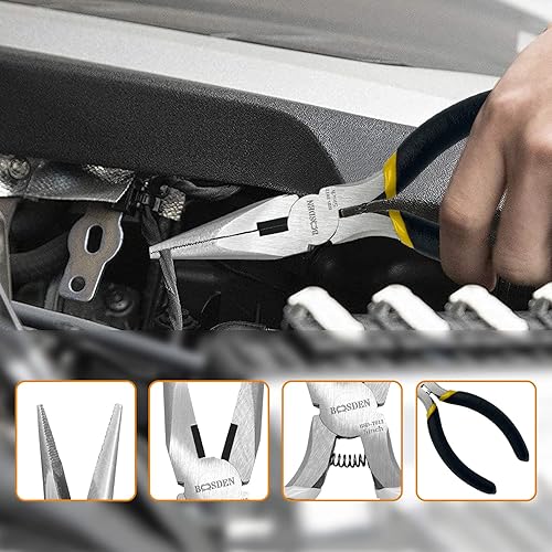 Miniatura 5 de BOOSDEN Juego de alicates de 5 piezas que incluye mazo de goma de 0.984 in, cortadores de alambre de 5 pulgadas, alicates de punta de aguja de 5