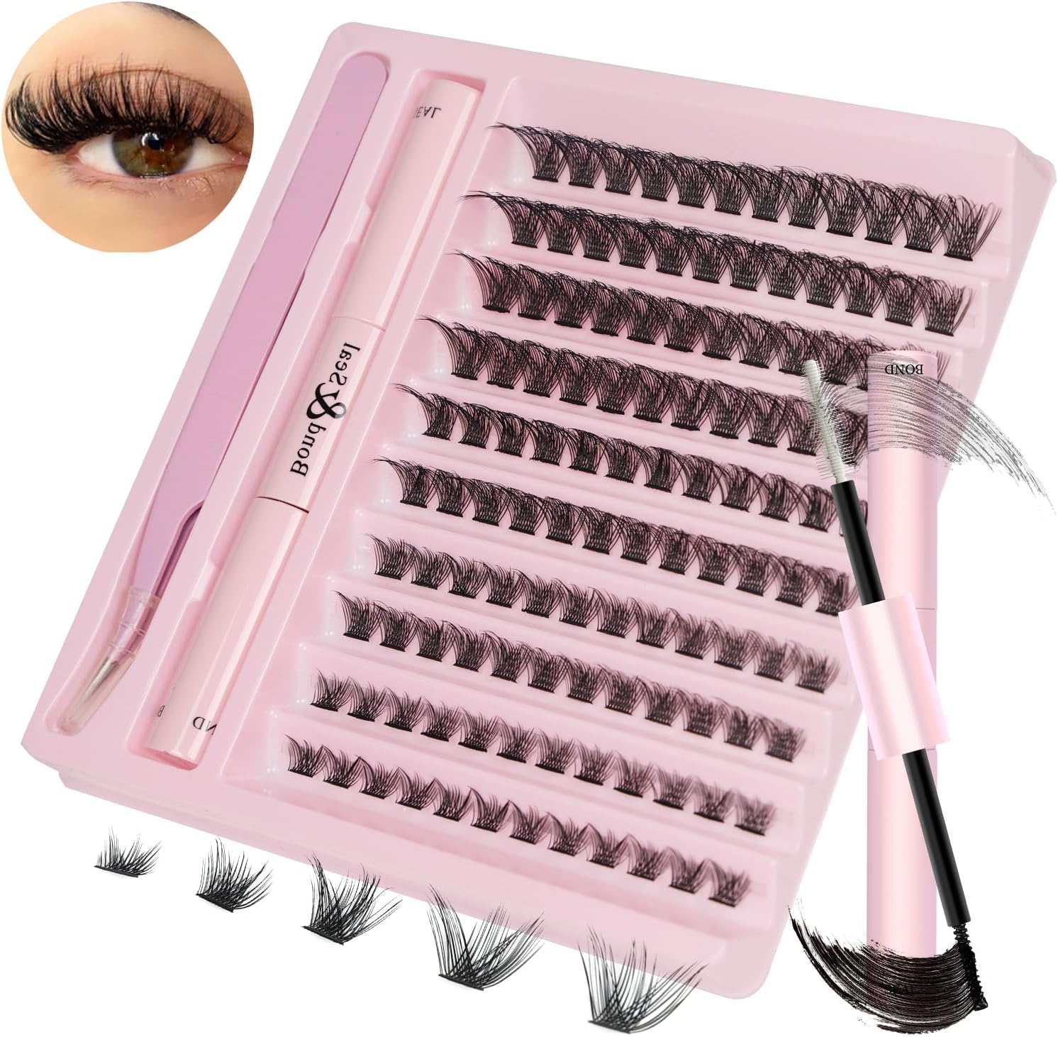 Cluster Eyelash Extensions Kit,DIY Lash Extension Kit Cluster Lashes