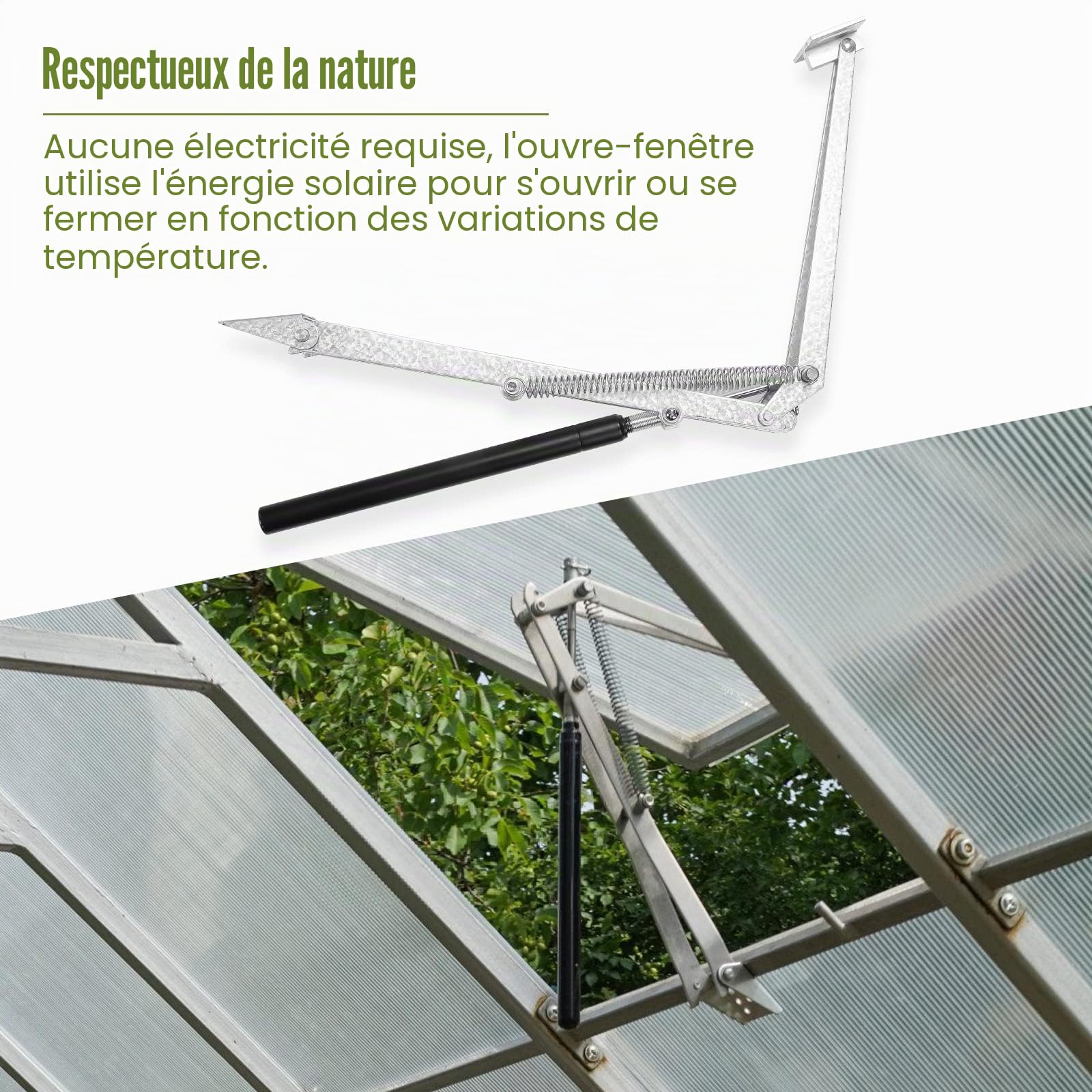 Ouvre-fenêtre automatique pour serre 14 kg 45 cm