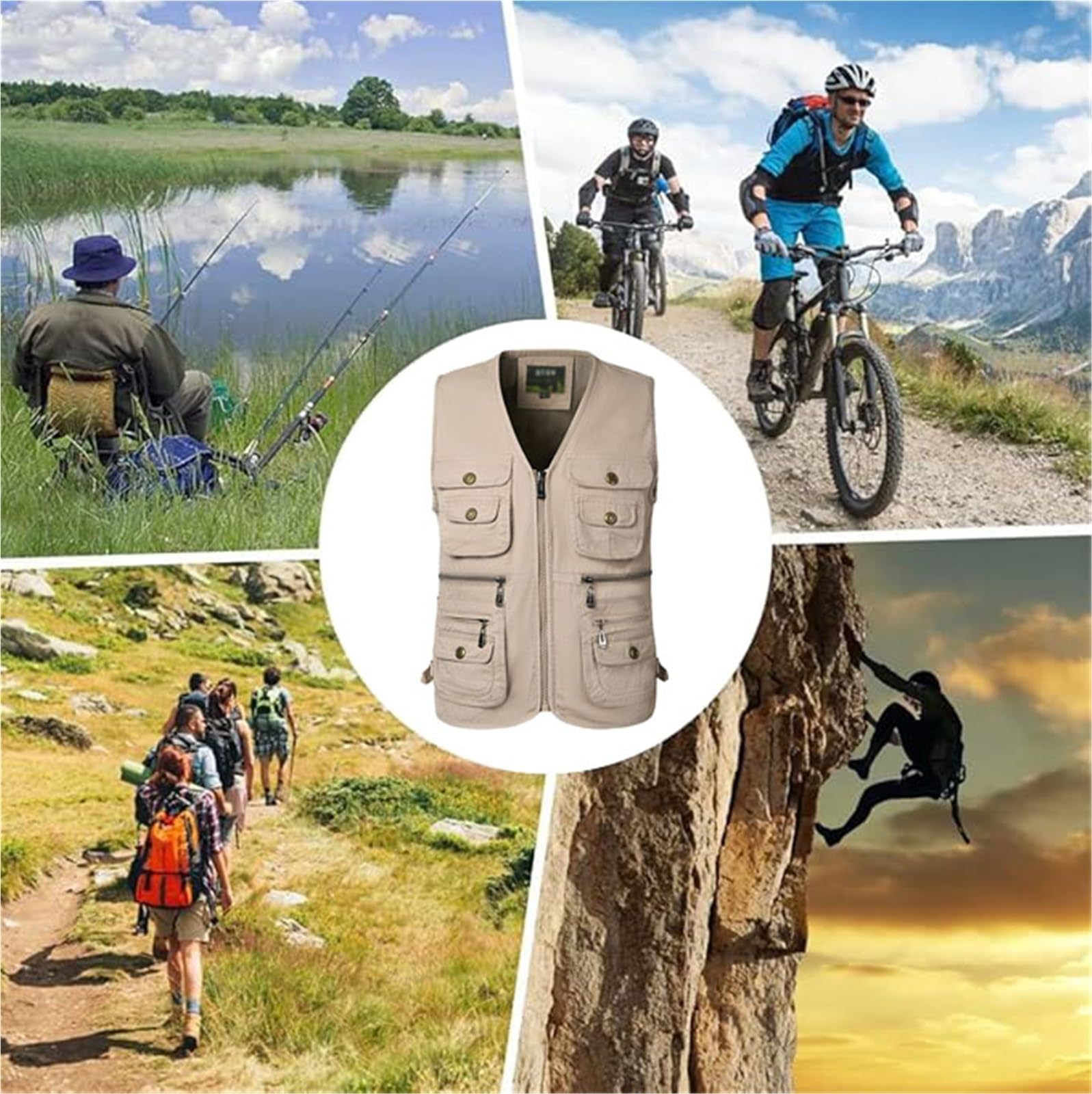 Wygwlg Gilet da Uomo Multitasche, Giacca Antivento