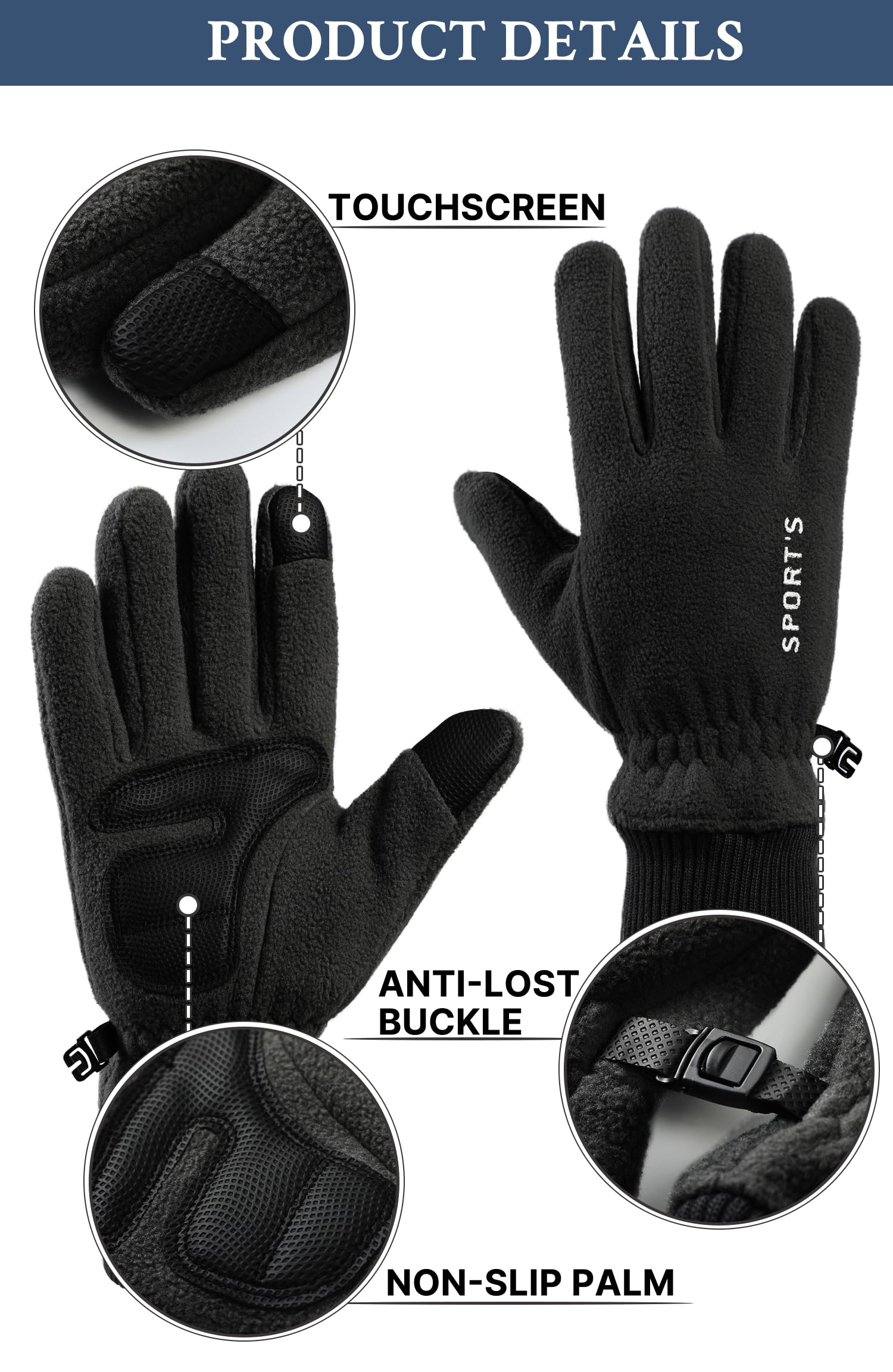 Guantes de invierno para mujeres y hombres - Guantes de invierno para mujeres en clima frío, pantalla táctil grande, sólidos, ligeros, impermeables y térmicos para correr, ciclismo,