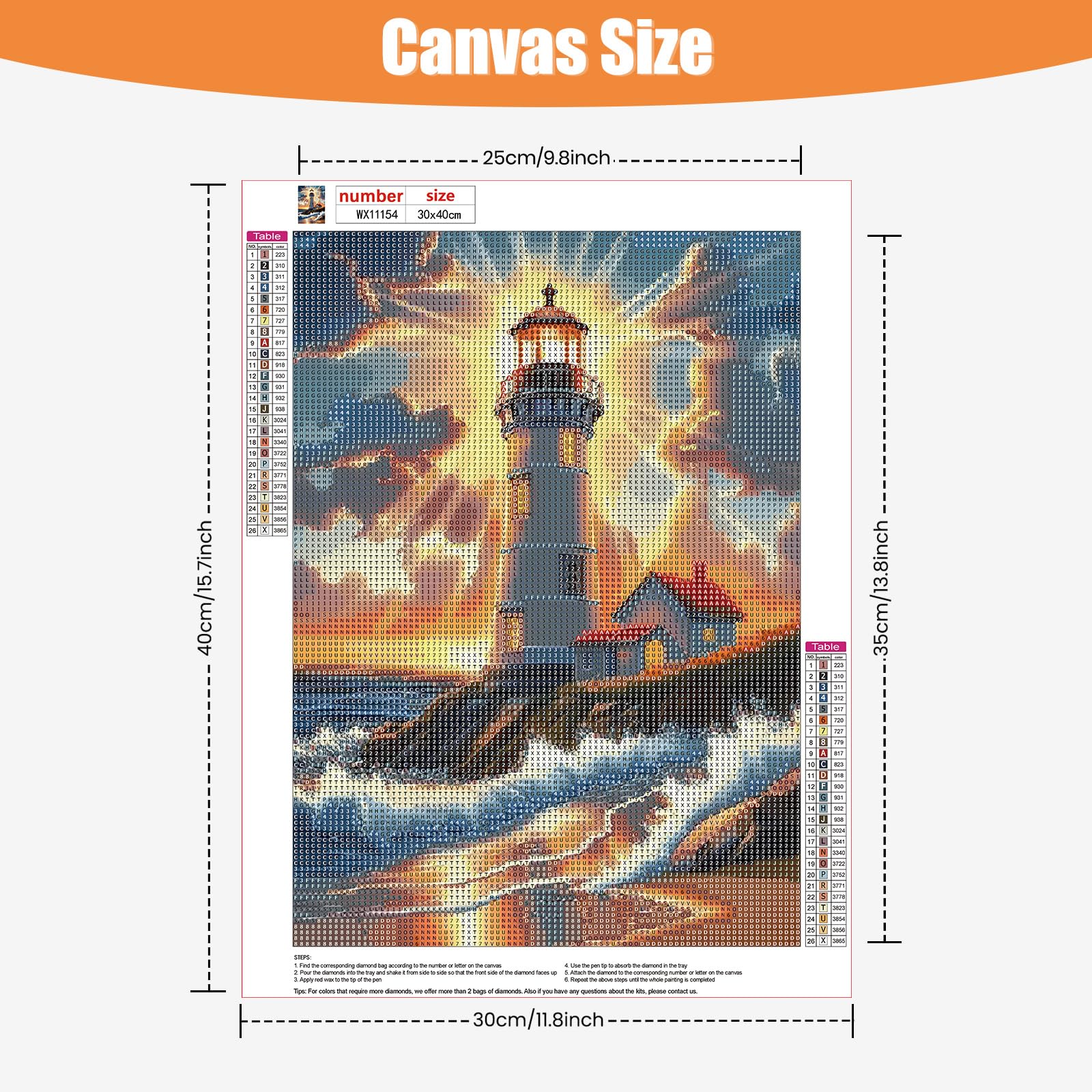 Diamond Painting Leuchtturm Meer XXL 195x65 Cm - 5D Malen Nach Zahlen Für Erwachsene