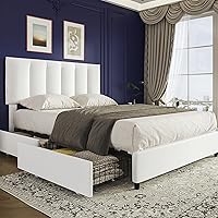 Vista 42 de VECELO - Base de cama tamaño individual con cabecera tapizada, plataforma con soporte de listones de madera de alta resistencia, no necesita somier