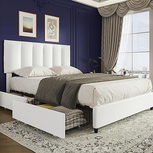 Vista 42 de VECELO Base de cama de tamaño individual con cajón de almacenamiento, base de cama de plataforma resistente con cabecera y fuerte soporte de Negro