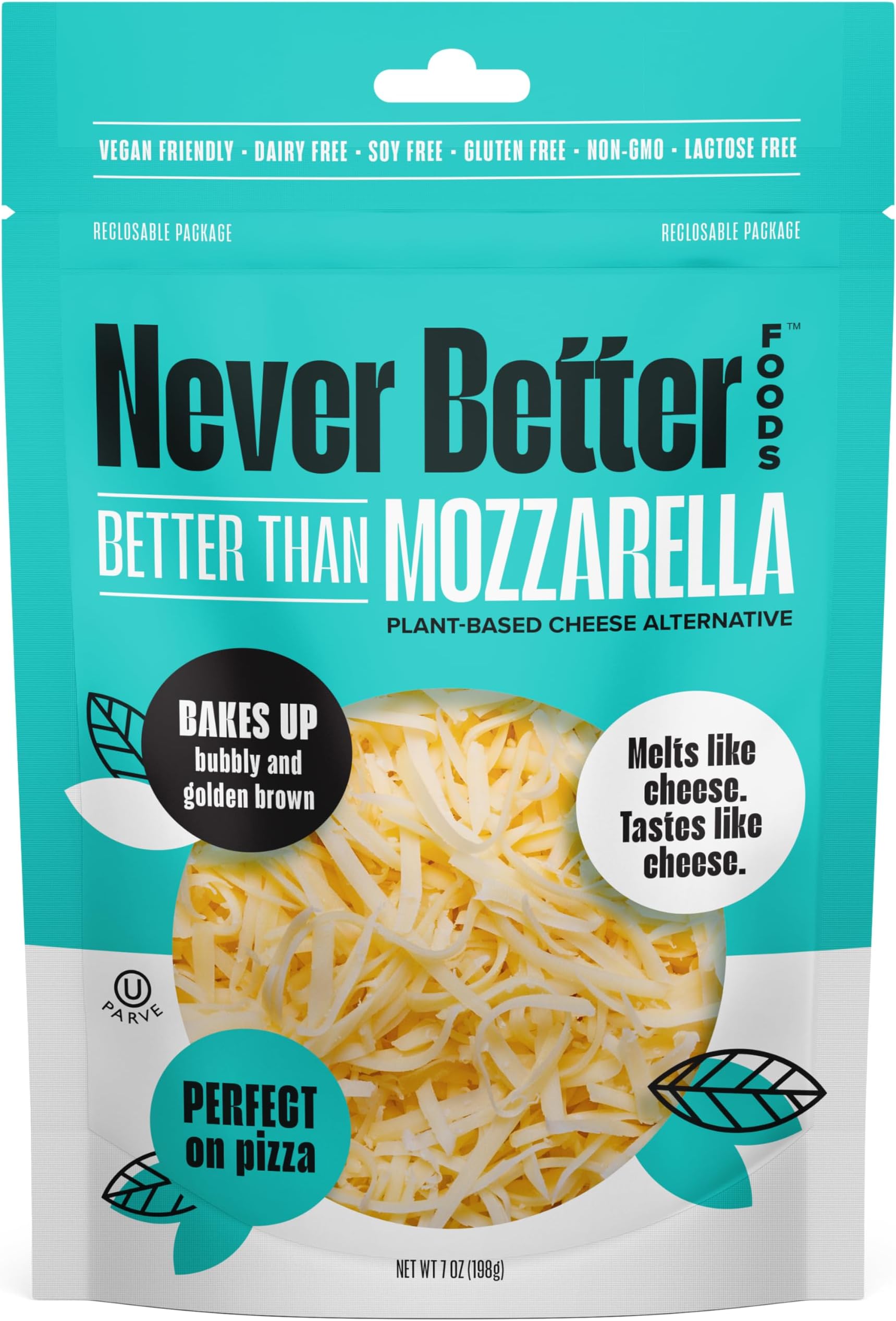 Dairy Free Cheese, Vegan Mozzarella Cheese That Melts Perfectly, Healthy Plant Based Cheese, 7 oz Bag of Vegan Cheese Shredded, Lactose Free Cheese with No Allergens, Non Dairy Cheese.
