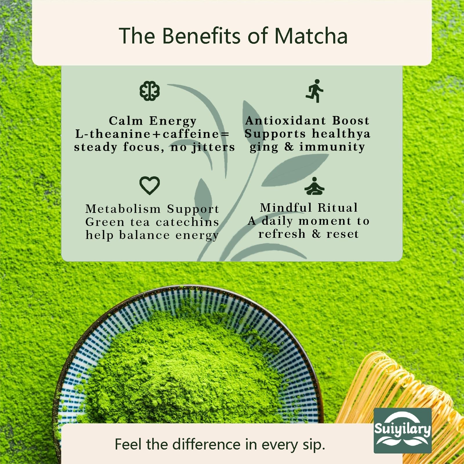 Ceremonial Grade Matcha Powder Premium First Harvest Green Tea Powder 100 Pure Matcha Tea Vegan Gluten-Free Sugar-Free with — view 4