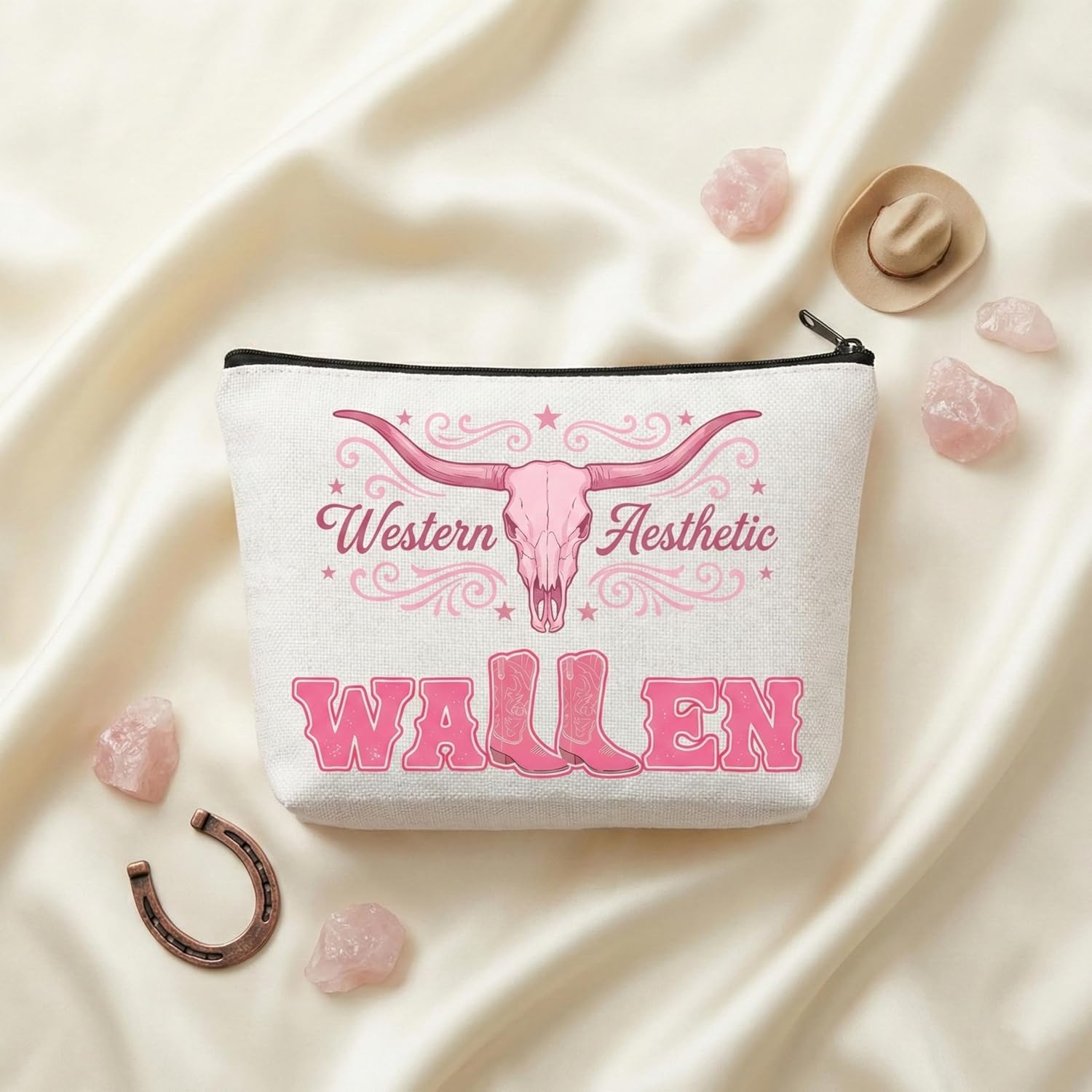 Western Country Makeup Bag, Cowgirl Vintage Graphic Cosmetic Bag, Cowboy Skull Design for Women, Birthday Party Gift - Image 3