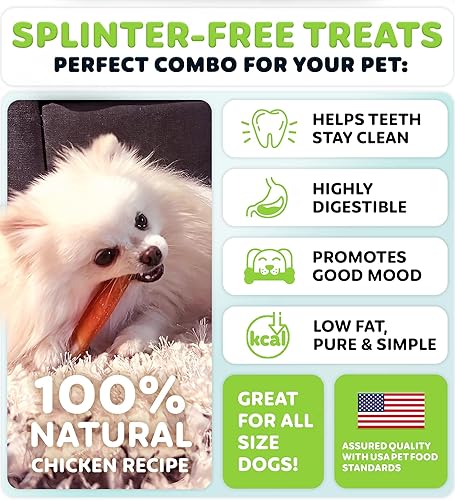 Miniatura 3 de Palitos de cuero crudo envueltos en pollo para perros, golosinas altas en proteínas, bajas en calorías y sin granos para el bienestar dental, 12
