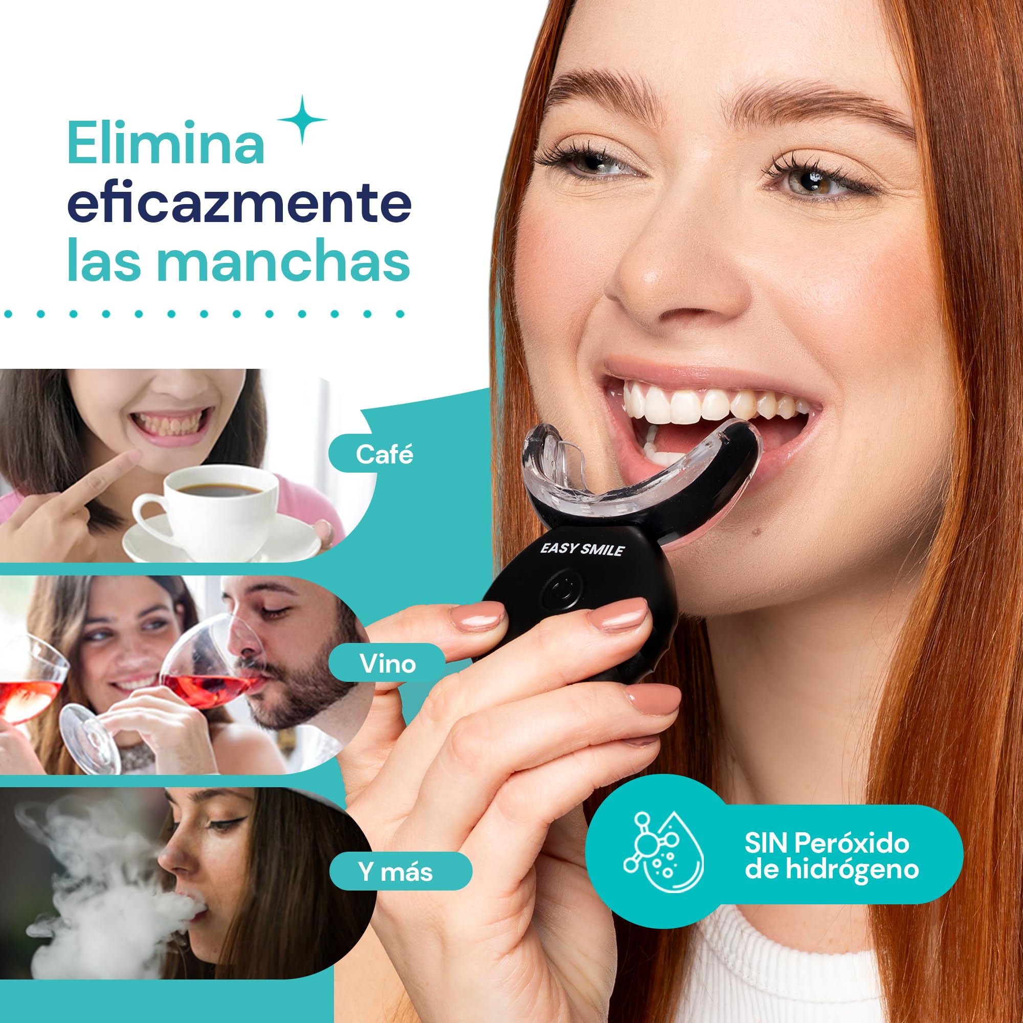 esmile Kit Blanqueador Dental LED 16X | 3 Geles PAP Sin Peróxido | Blanqueamiento Dental Profesional en Casa | Elimina Manchas | Apto Dientes Sensible