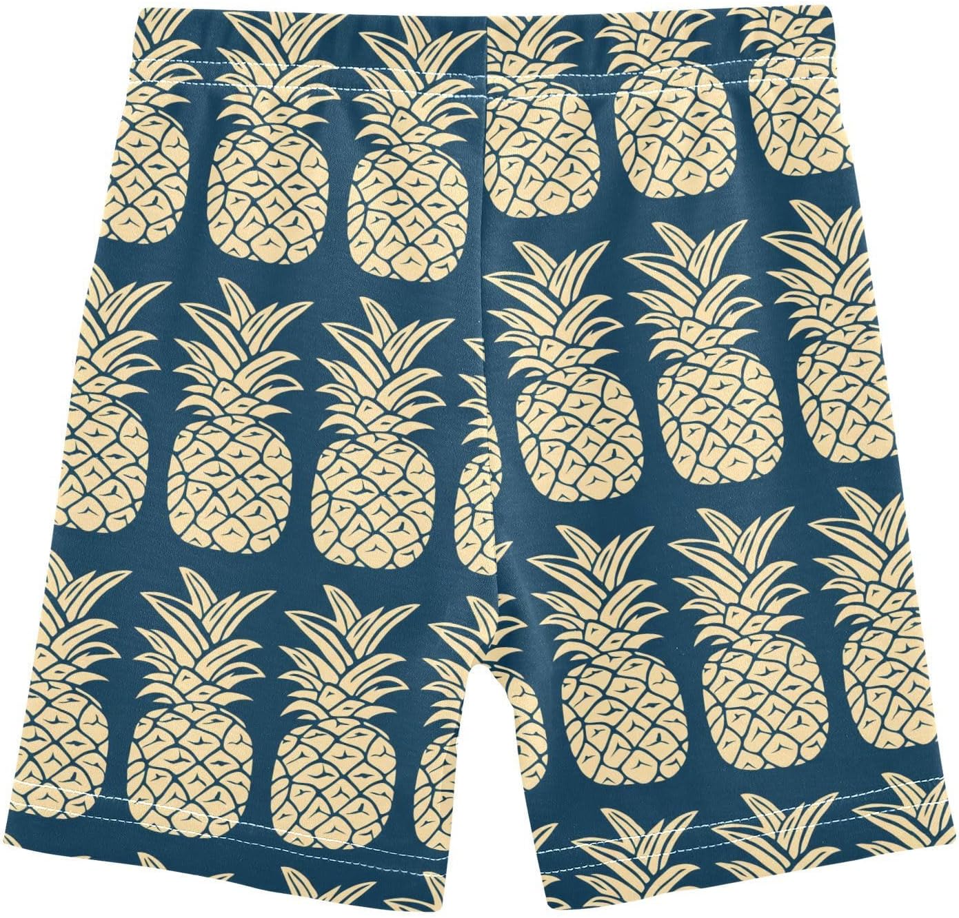 Pineapple Fruit Blue Girls Bike Shorts Toddler Soft Cotton Cartwheel Under Dress Dance Shorts