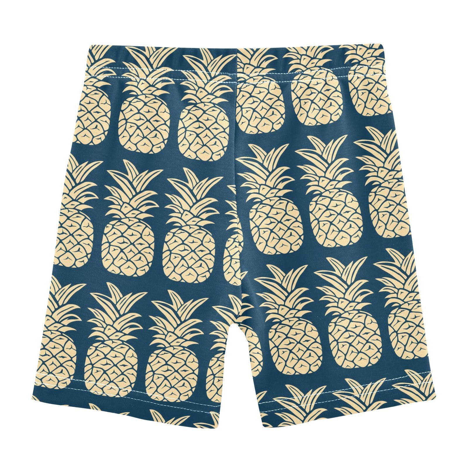 Pineapple Fruit Blue Girls Bike Shorts Toddler Soft Cotton Under Dress Dance Shorts
