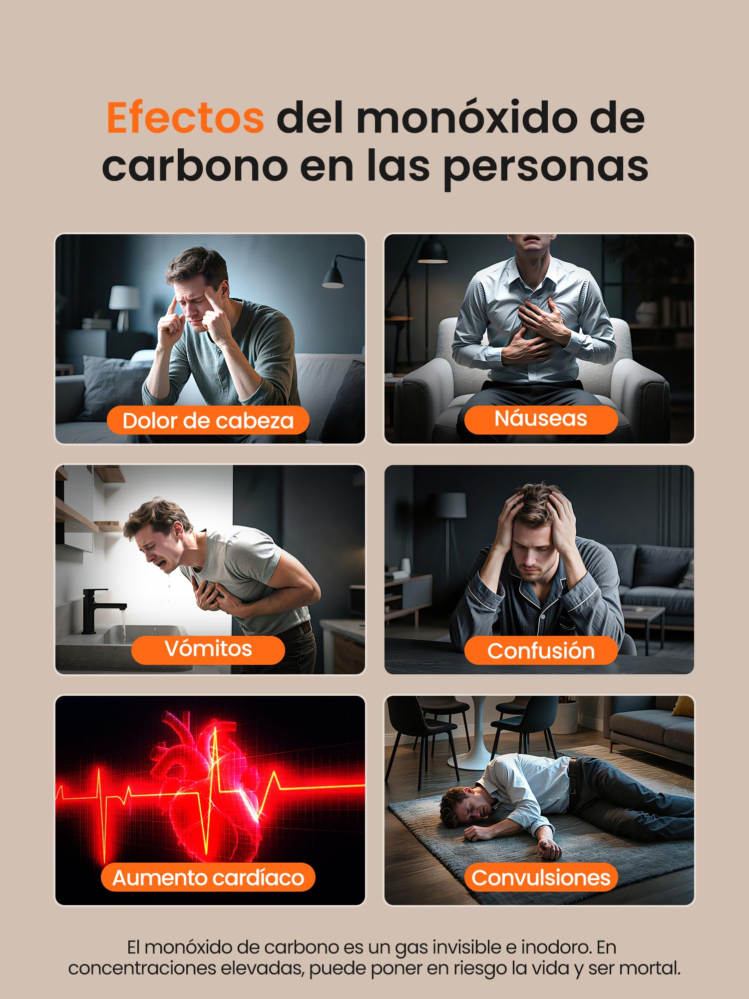 Heiman Detector de monóxido de carbono con pantalla LCD digital, 2 unidades | Detector de monóxido de carbono con batería de 10 años, detector de CO para el hogar, alarma CO BSI, norma EN 50291