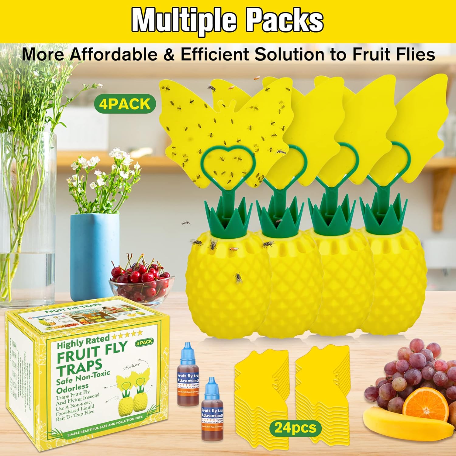 Fruit Fly Traps with Sticky Pads,Gnat Traps with Bait Safe Non-Toxic Fruit Fly Traps for Indoors Outdoor,Fly Catcher Gnat Traps Fruit Fly Trap Fly Insects Trap for Kitchen,House,Plant (2 Pack) Fruit Fly Traps with Sticky Pads,Gnat Traps with Bait Safe Non-Toxic Fruit Fly Traps for Indoors Outdoor,Fly Catcher Gnat Traps Fruit Fly Trap Fly Insects Trap for Kitchen,House,Plant (2 Pack)