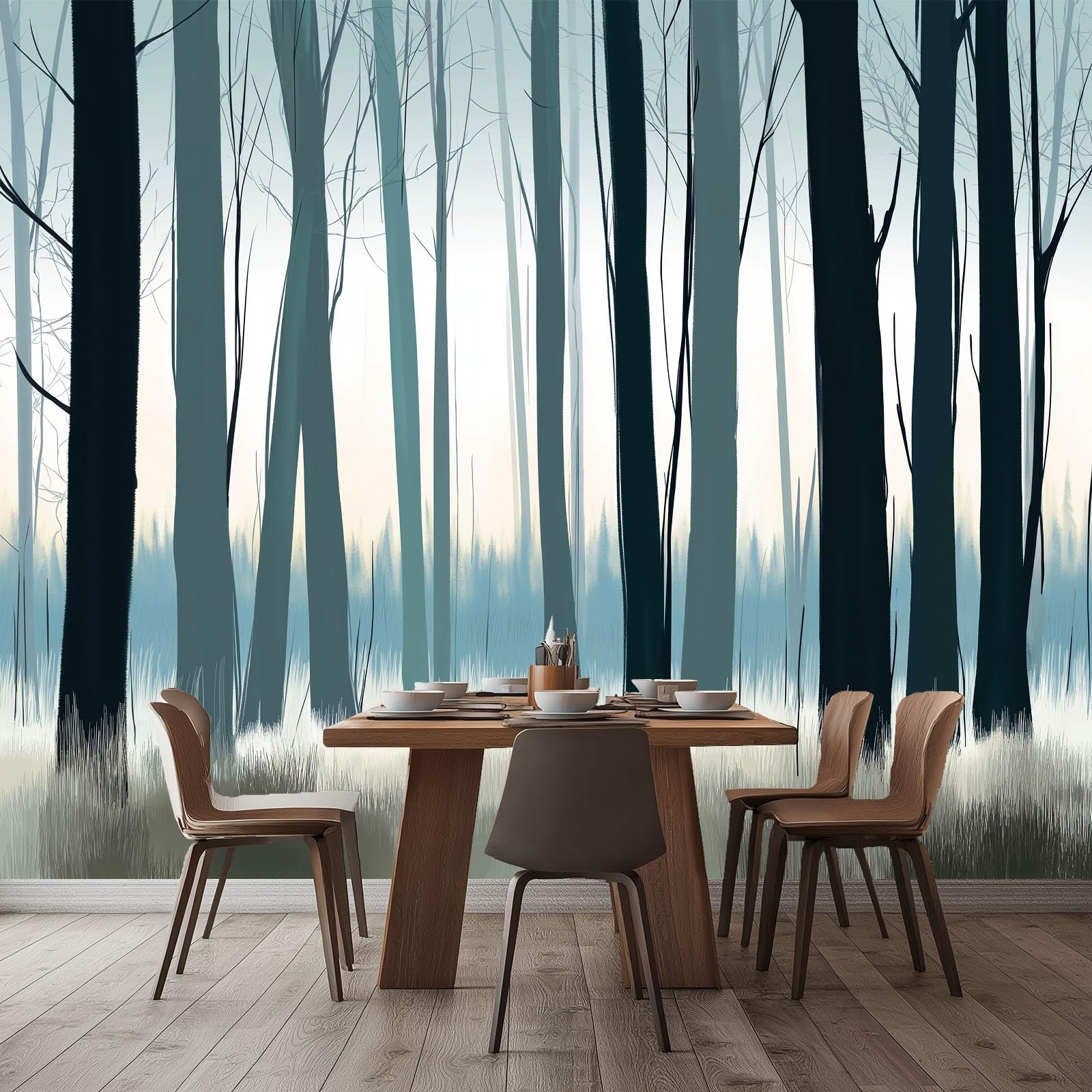 Obraz cyfrowy, tapeta z włókniny, brzozowy las, 400 x 280 cm, fototapeta do sypialni, biała fototapeta, plakat, pokrycie ścian, do pokoju dziecięcego, domu, restauracji, salonu, przedpokoju