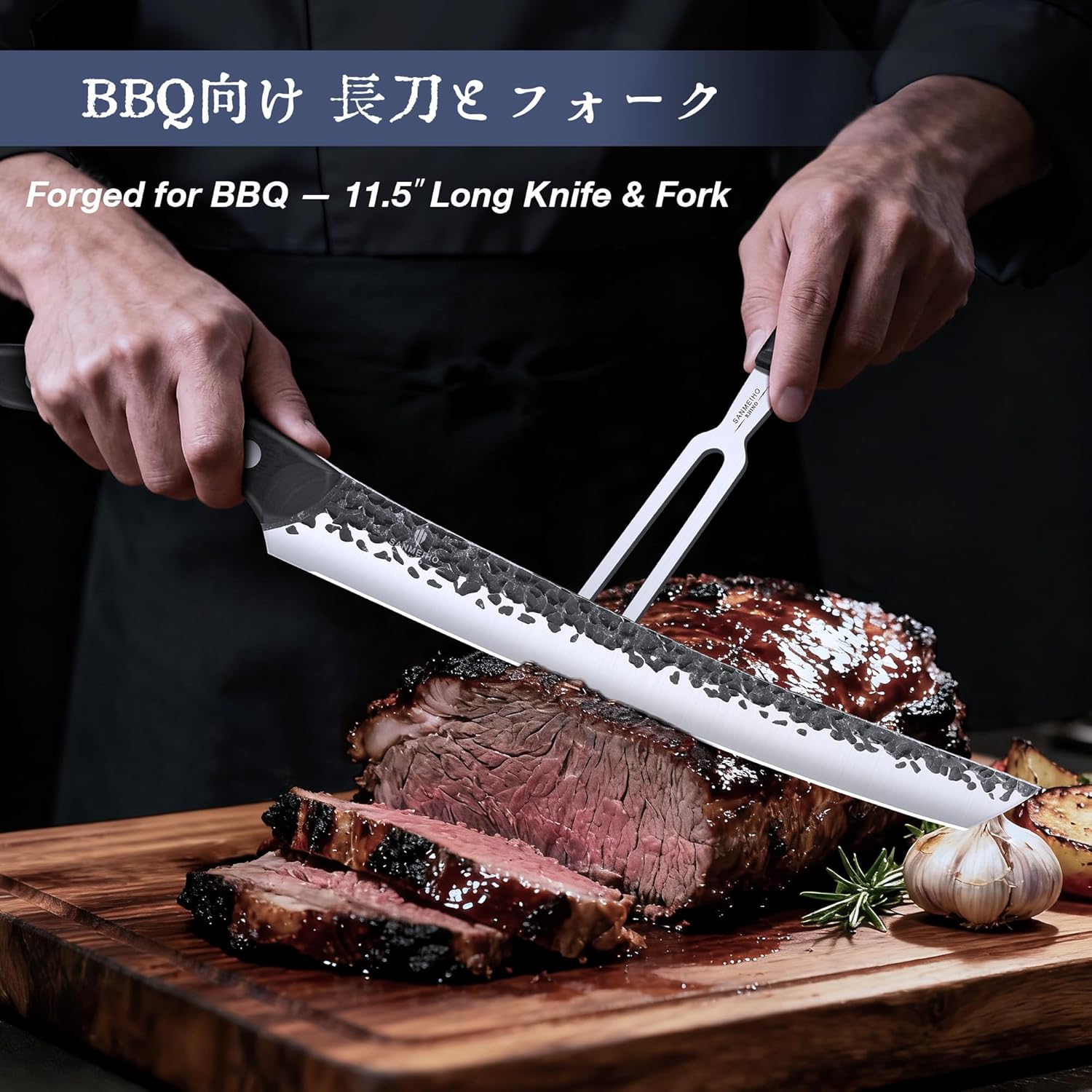 8 PCS Butcher Knife Set, Japanese Kitchen Knife Set, Hand Forged Chef Knife Set with Leather Roll Bag, Sharp Meat Cleaver Knife for Kitchen & Hunting & Camping & BBQ, Best Gift for Men