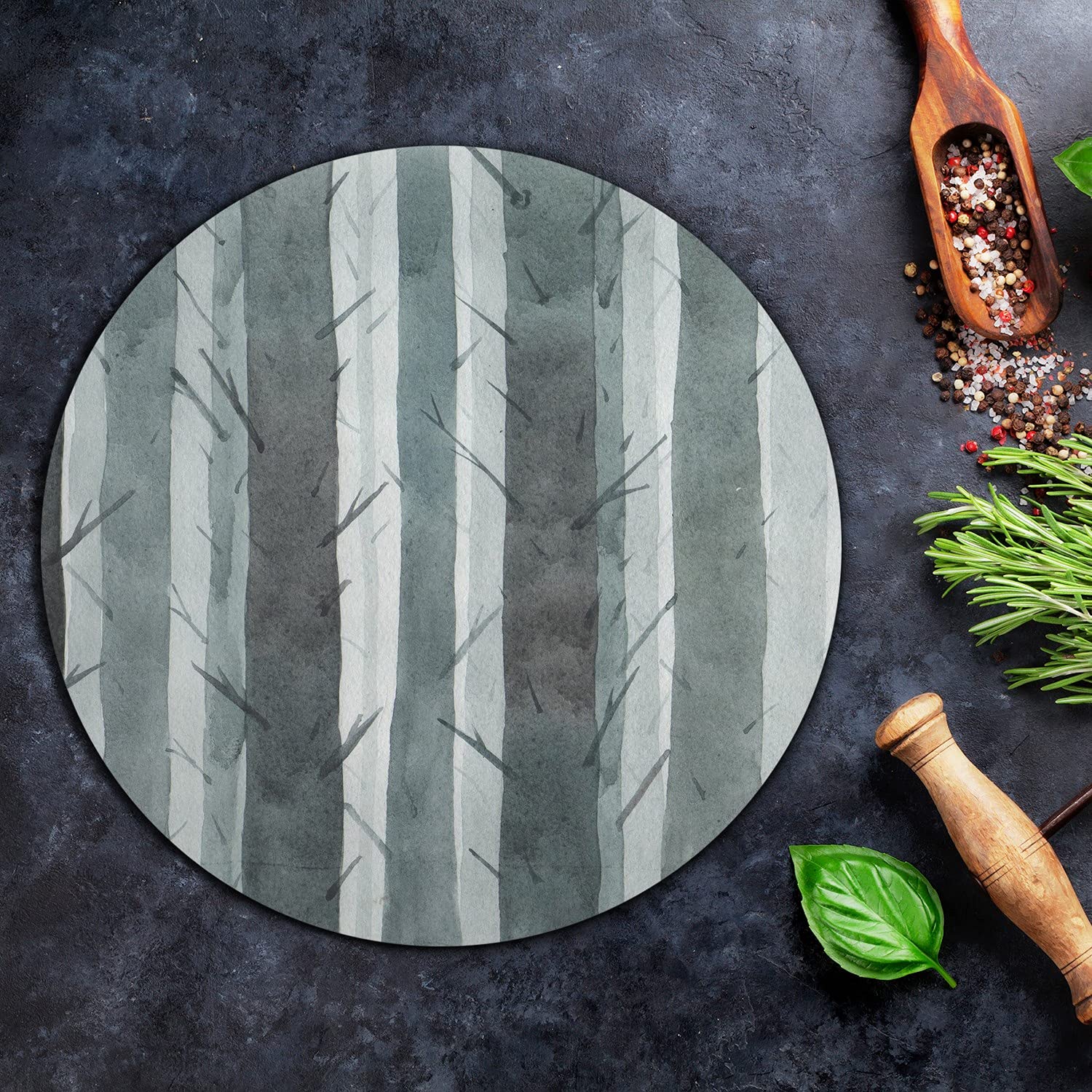 Coloray Glas Schneidebrett 40cm Herdabdeckplatte Servieren von Speisen Spritzschutz Glasabdeckplatte Gehärtetes Glas Induktionsherdabdeckung - Nebeliger Wald