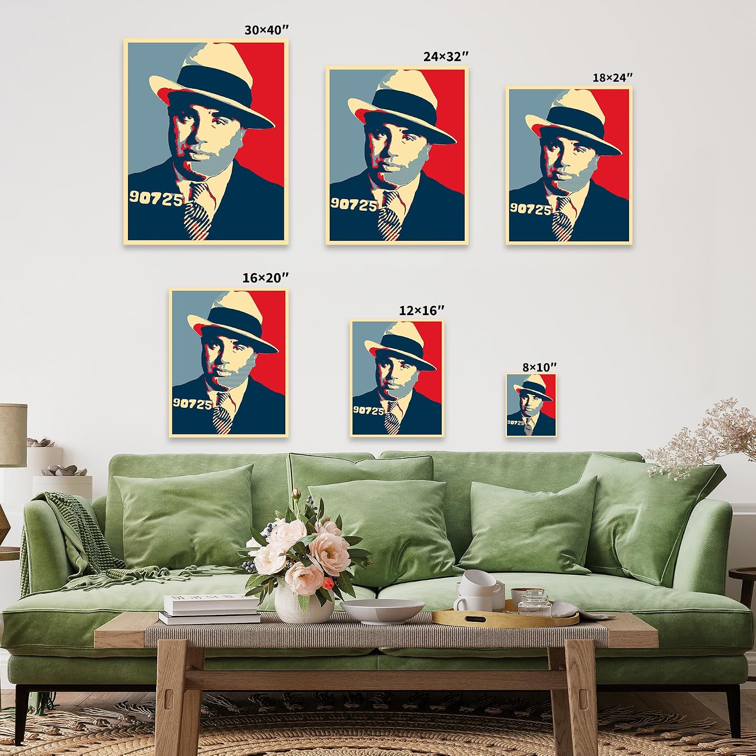 Poster Master Big Fella Canvas - Retro Big Al Mugshot Print - Gangster Crime Boss Art - Colorful Mobster Wall Design - Vibrant Bedroom or Living Room Wall Decor - 8x10 STRETCHED Canvas