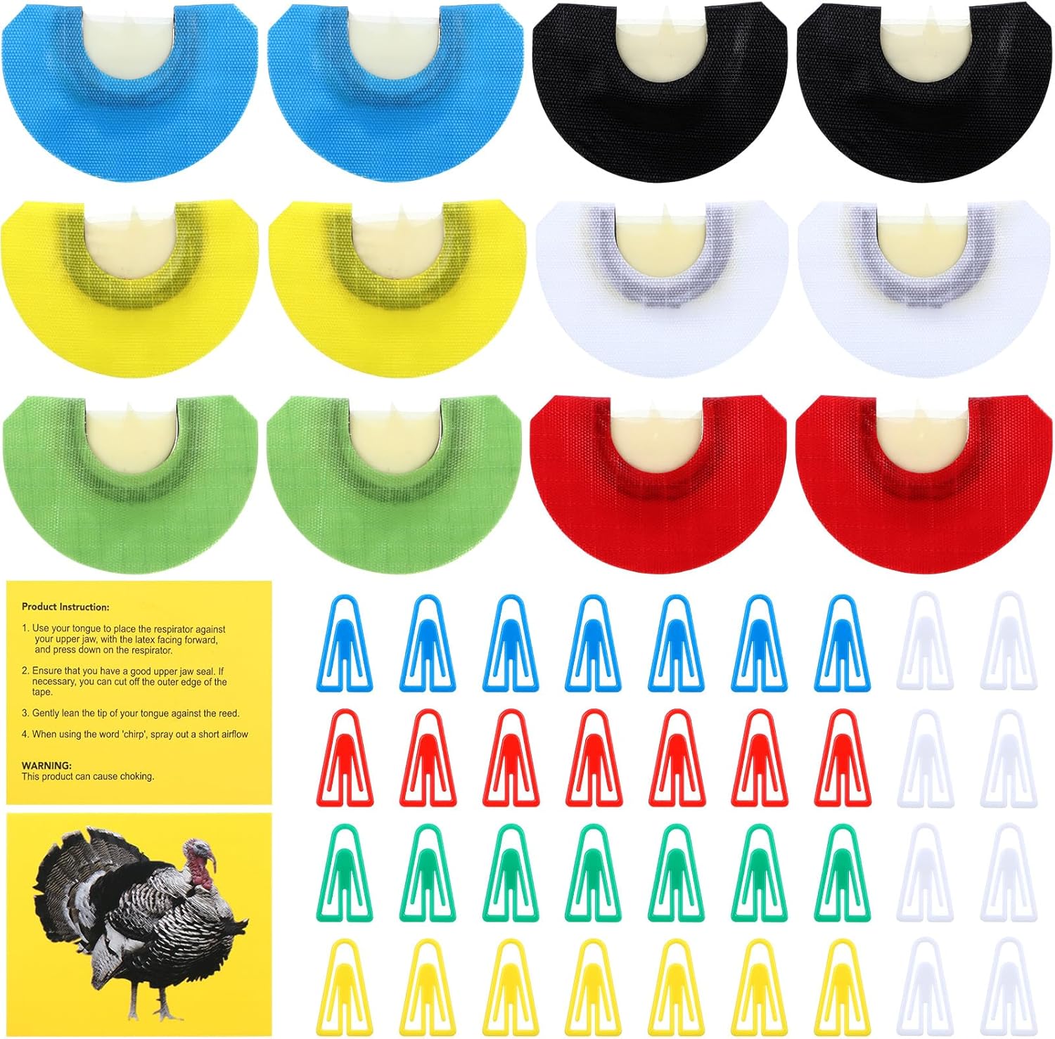 12 Pack Turkey Mouth Calls for Hunting Diaphragm Turkey Calls Variety of Reed Cuts for Realistic Hen Sounds Nice Gift for Beginners, Pros, Men, Father Outdoor Hunting